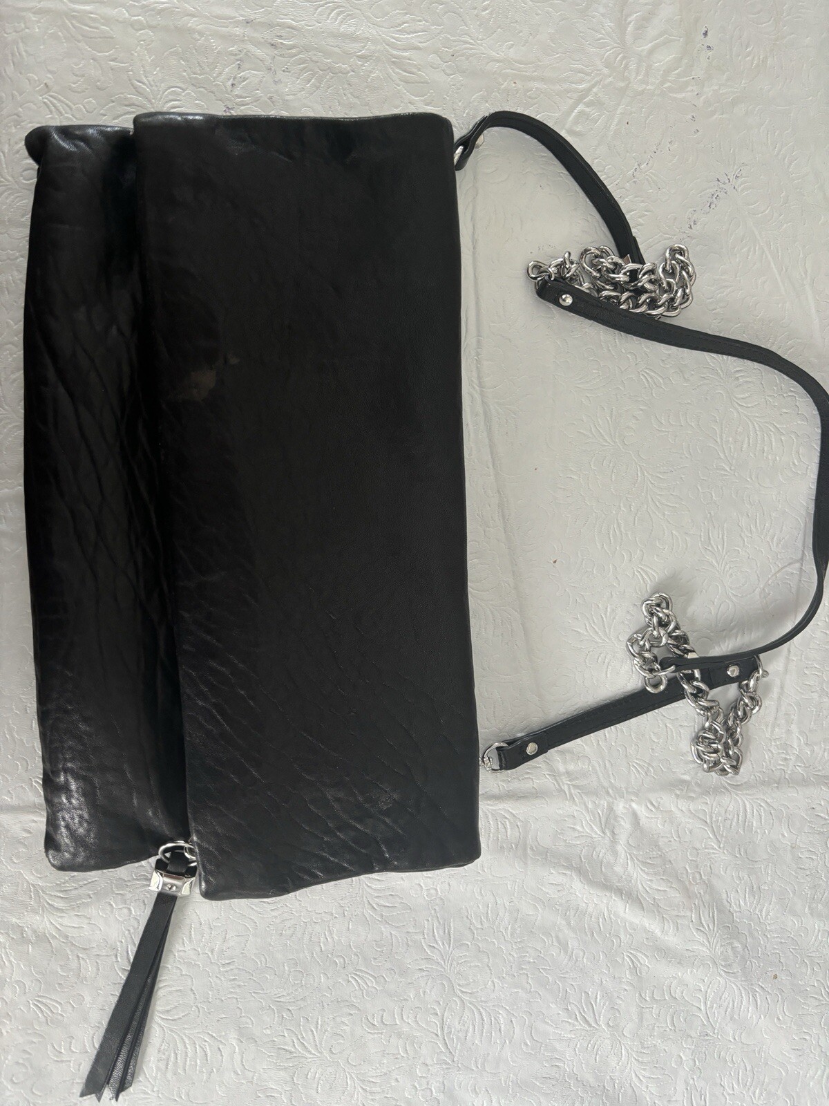 Stella & Dot Waverly Purse Black Lambs Leather Crossbody-Shoulder-Clutch ￼ 58