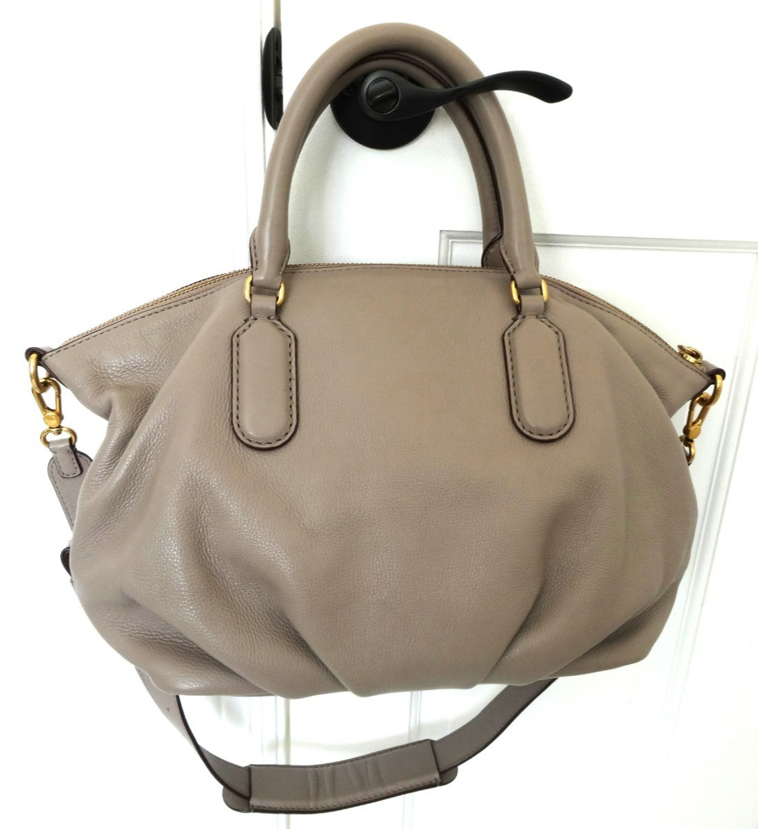 Marc Jacobs Electro Q Fran Shoulder Tote Bag Cement Pebble Leather