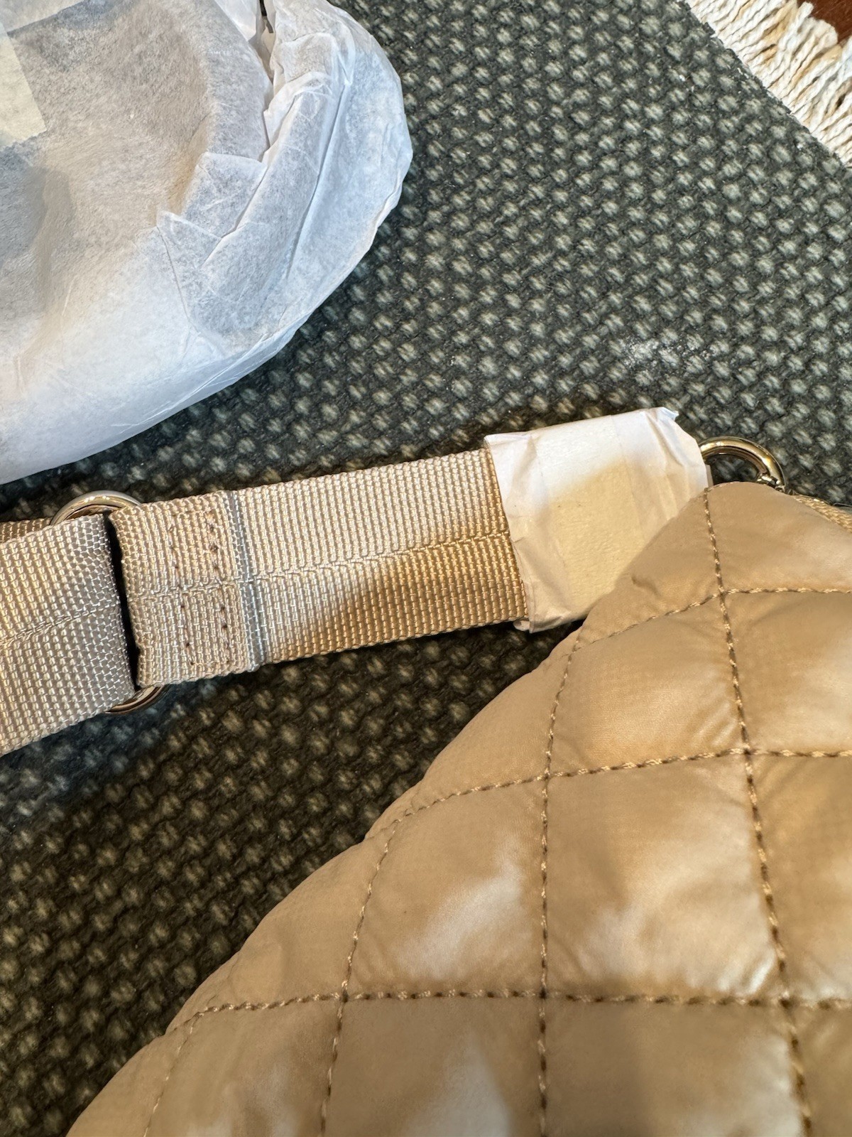 MZ Wallace Crosby Sling Bag XXS Buff Quilted Zip Crossbody Detachable Straps NWT