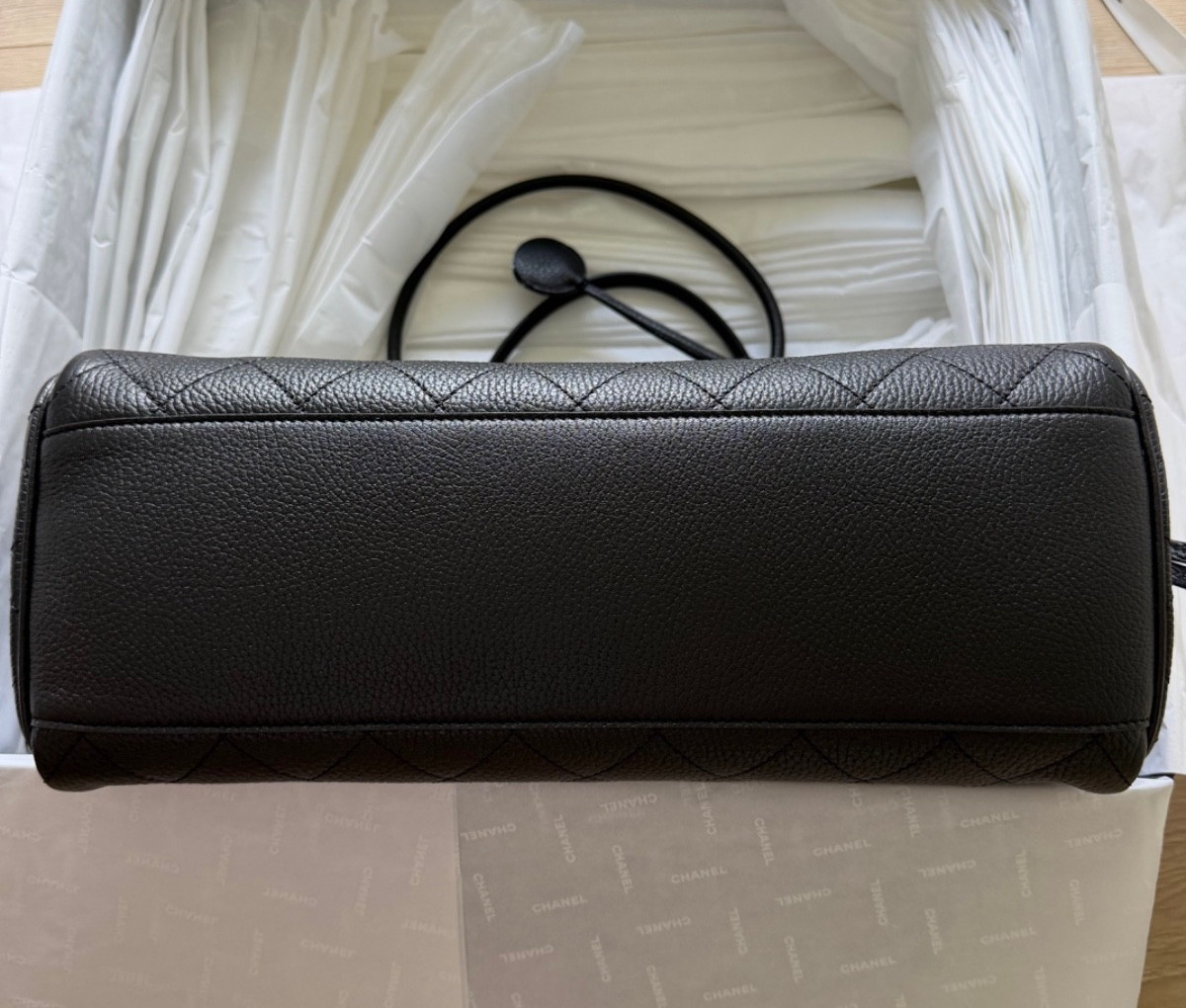 Chanel 26A Large Urban Essential East West Black Caviar Quilt Shopping Tote Bag