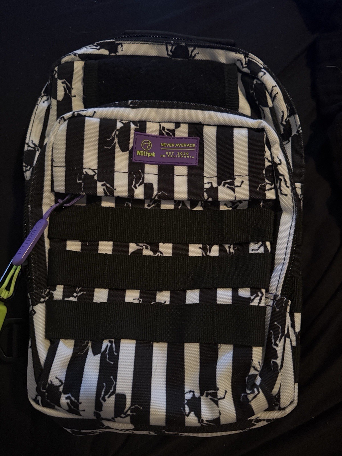 WOLFpak Black/White Striped Crossbody Sling Bag Beetlejuice