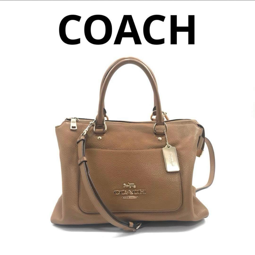 COACH Emma Satchel Shoulder Bag Leather Camel Light Brown Women Pre-Owned Strap