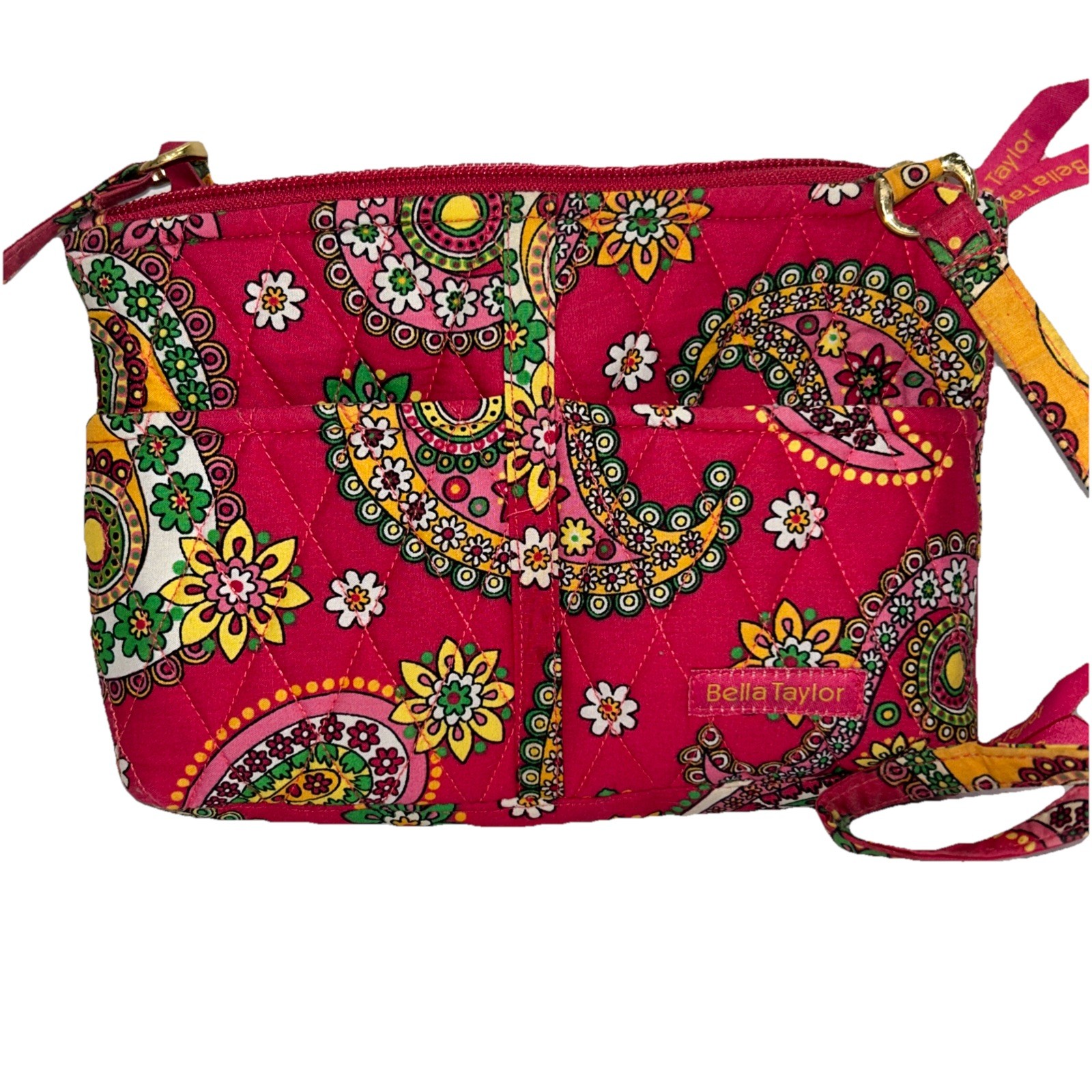 Bella Taylor Crossbody Handbag Jazzberry Rasberry Pink Paisley Quilted Bag Purse