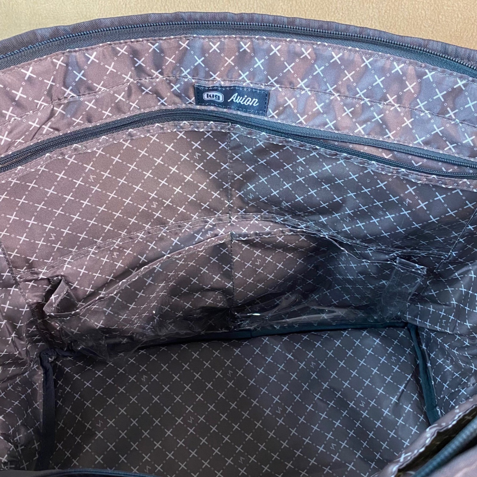 Lug Avion & Punter Quilted Tote Bag Set Sparkle Bottom Gray Travel Weekender EUC