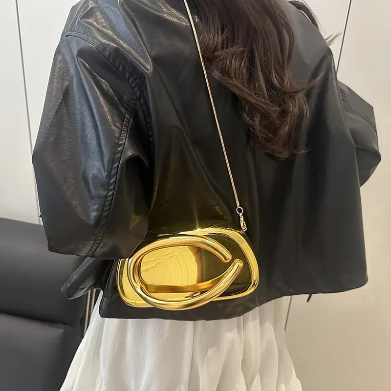 Gold Metal Closure Box Clutch Bag Women Evening Wedding Party Cute Purse Bag