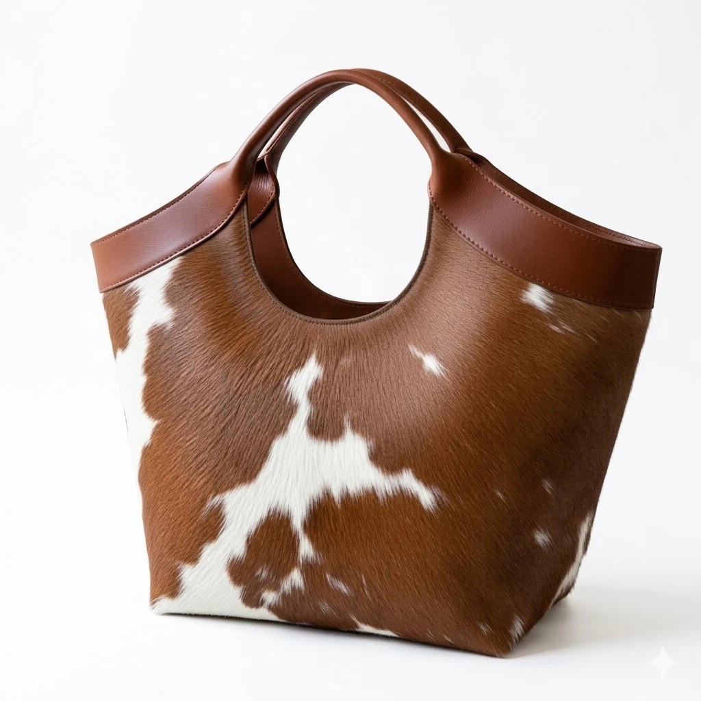 Women’s Genuine Cowhide Leather Tote Bag Hair On Hide Shoulder Handbag Purse