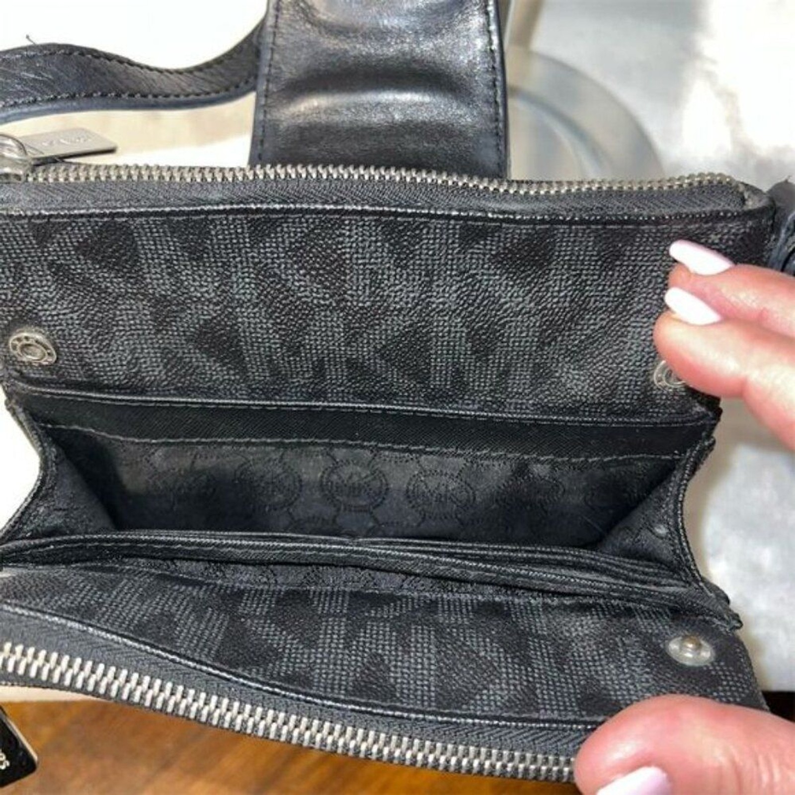 Michael Kors Fulton Crossbody Bag Black & Gray Signature Pebbled Leather