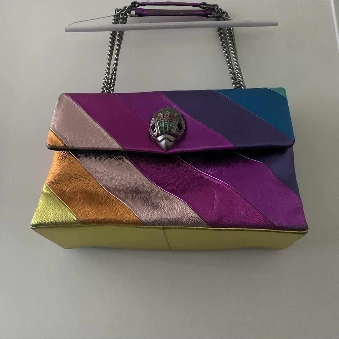 Kurt Geiger London Kensington Metallic Multicolor Chain Shoulder Bag, Small