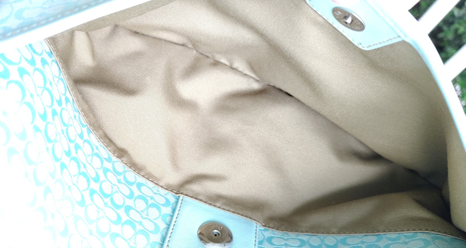 Coach MEDIUM Vintage F06808 Soho Robin Egg Blue Signature C & Leather Bag