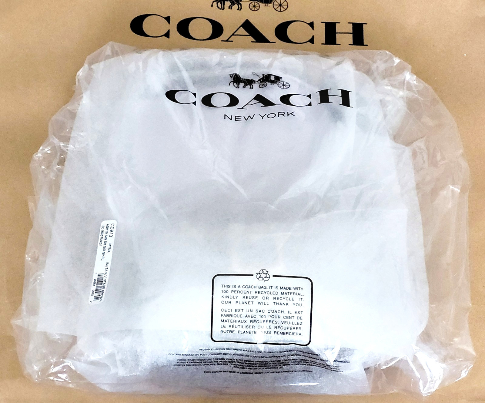 Coach Ashton Mini Shoulder/Crossbody Bag Signature Canvas Brown/Tan CDB13 NWT🎀