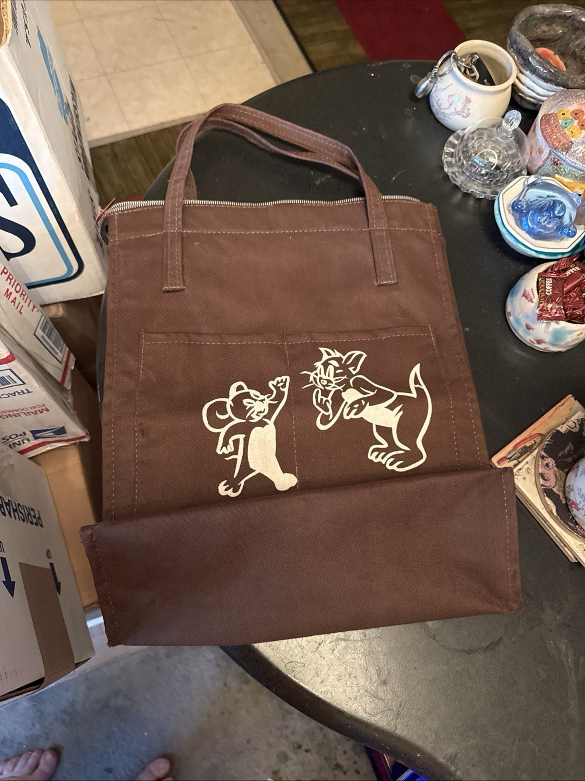 Tom And Jerry Tote Bag With Zipper Closure – 2 Front Pockets-10.5×13￼