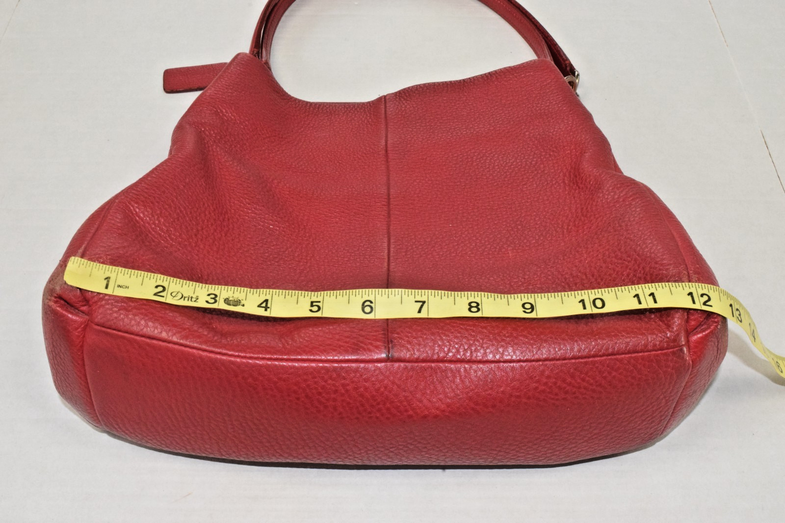 Coach Madison Phoebe Leather Shoulder Bag Red Pebbled 3 Compartment 12X12In