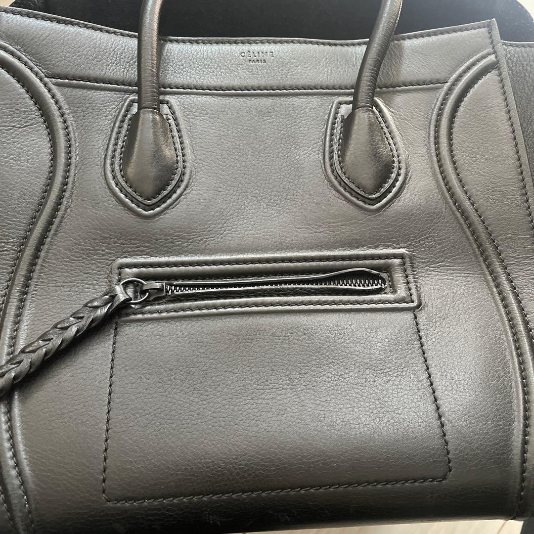 CELINE Luggage Phantom Black Leather Tote Handbag Women Pre-Owned