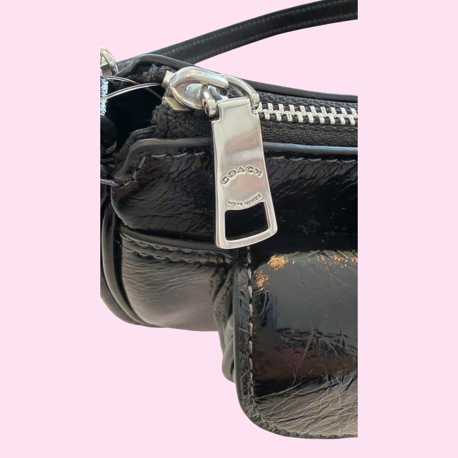 AUTHENTIC COACH ASHTON MINI SHOULDER BAG | BLACK GLAZED LEATHER SILVER HARDWARE