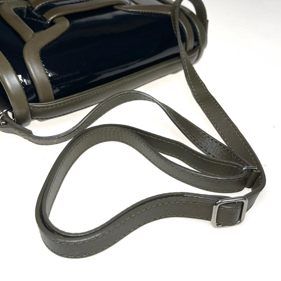 PIERRE HARDY Alpha Leather Crossbody Bag Black Patent Leather Women’s Authentic