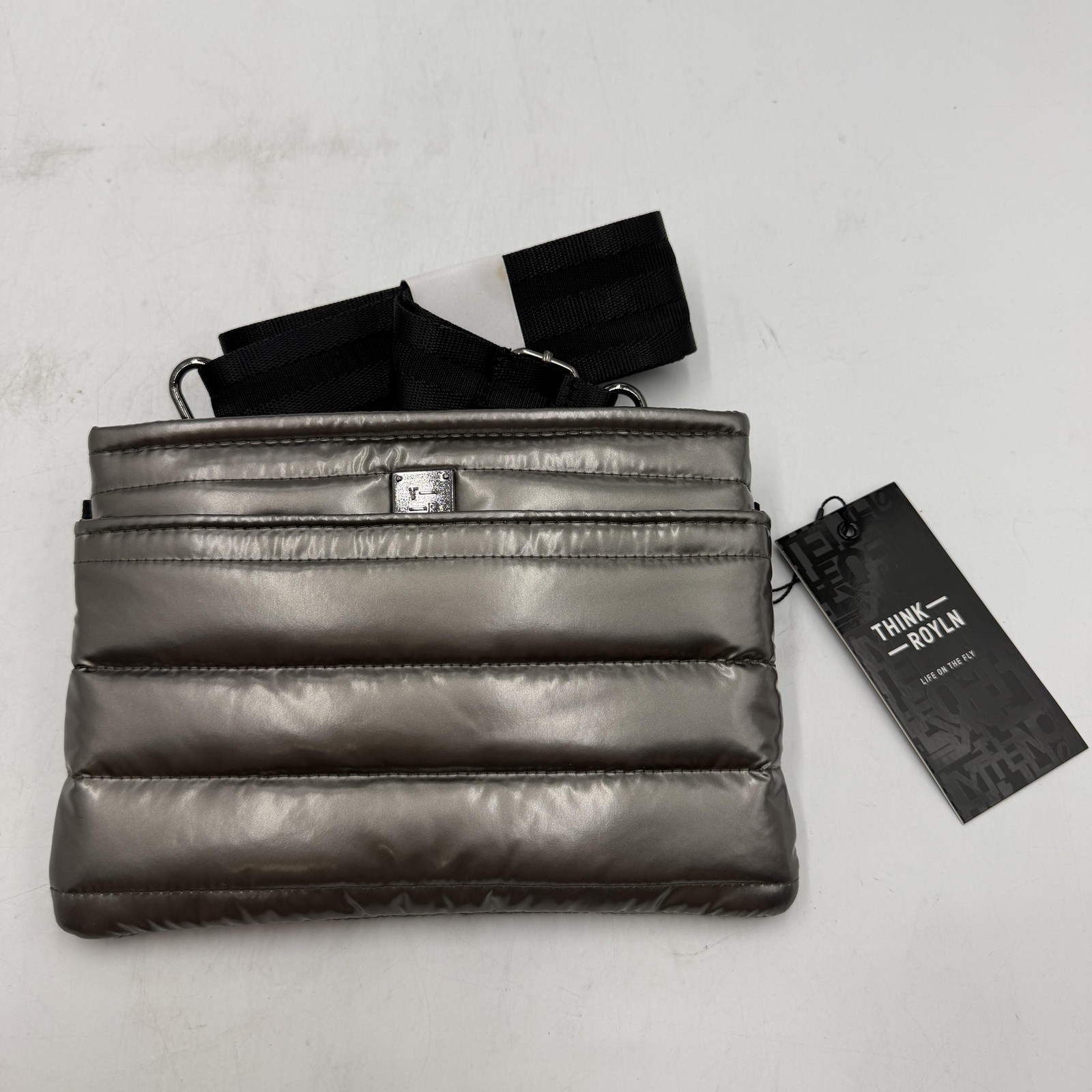 Think Royln Volterra Original Bum Bag Crossbody Womens Small Steel Gray Quilted
