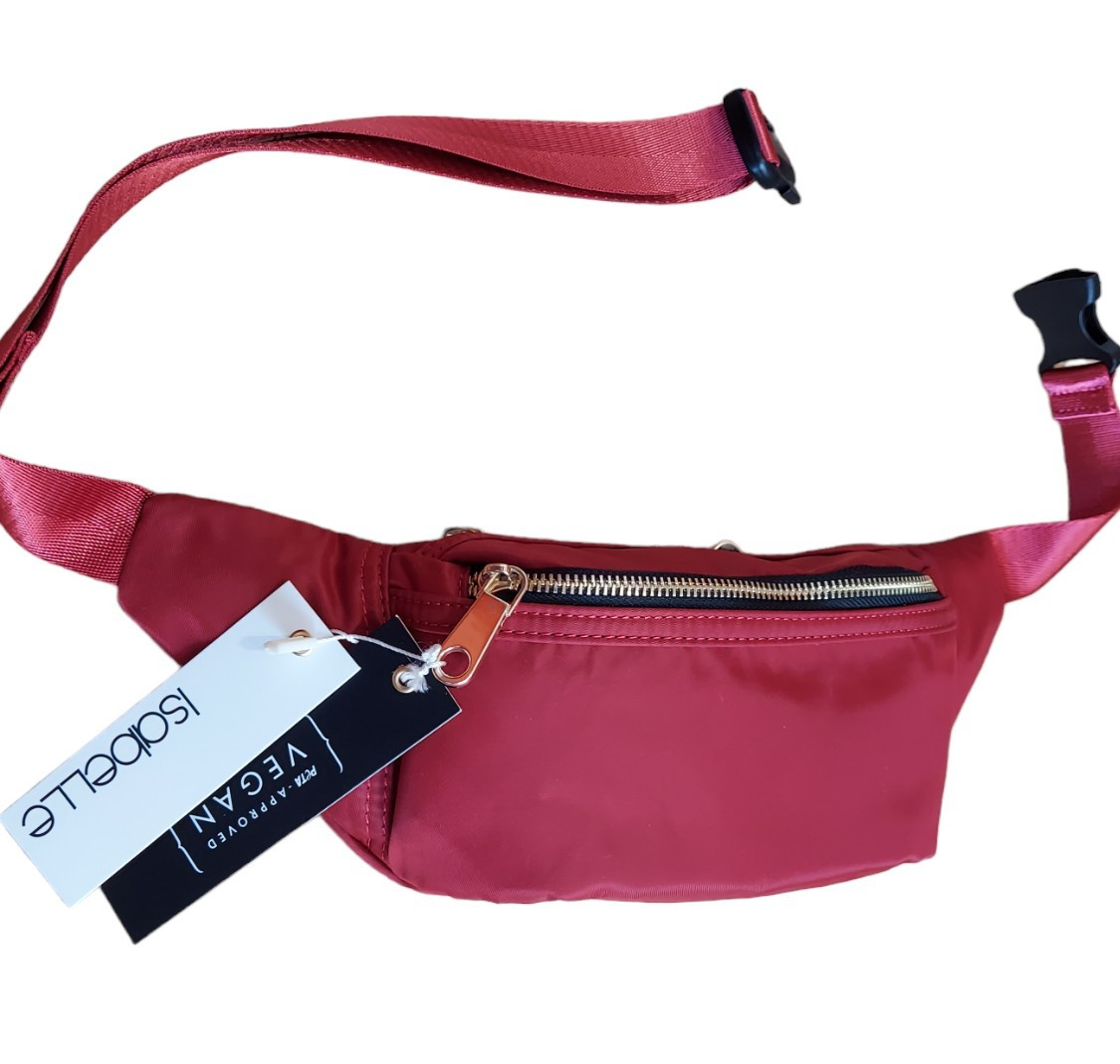 Isabelle Women’s Red Belt Bag Nylon Crossbody Sling Fanny Pack NWT PETA Vegan