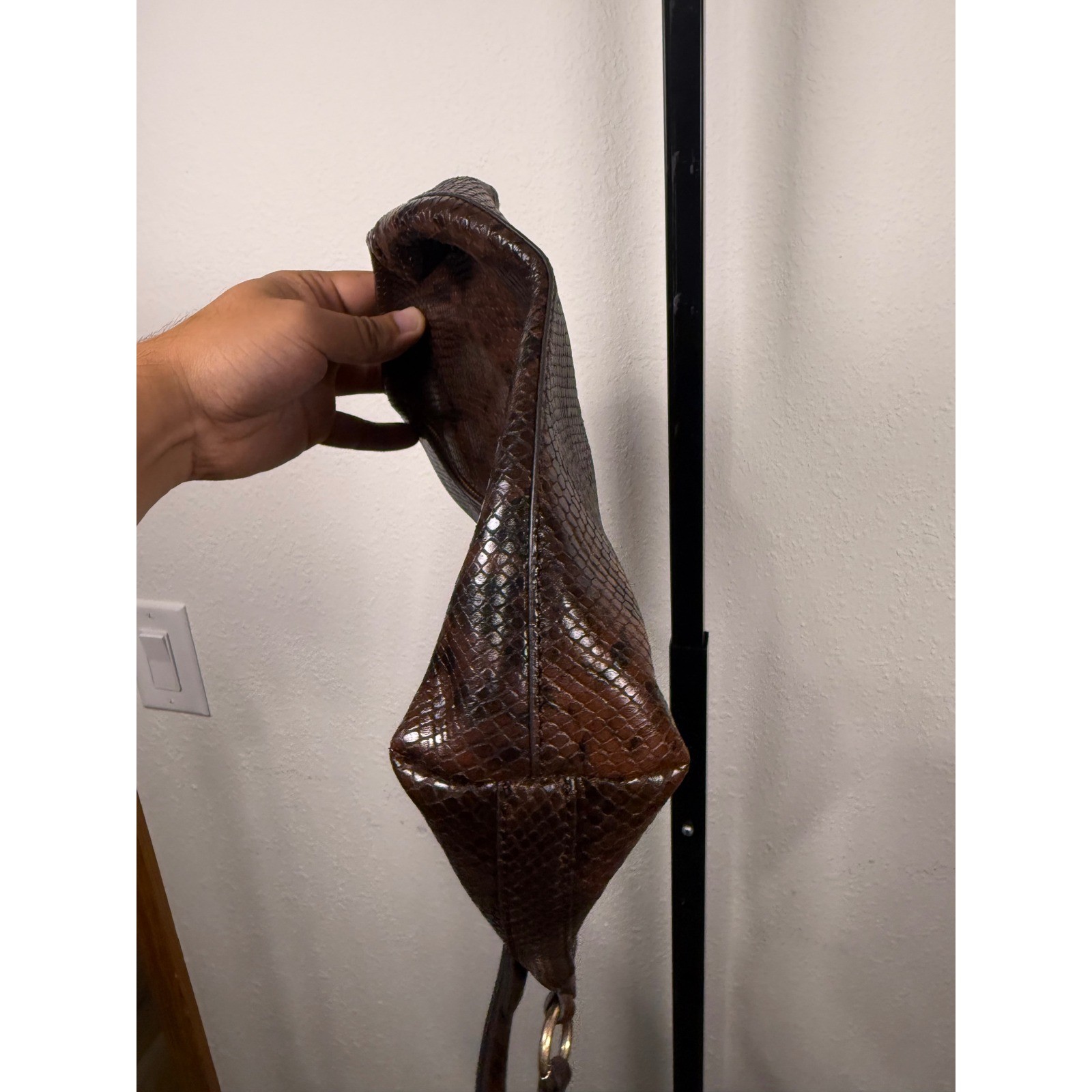 Vanessa Bruno Faux Snakeskin Zippered Pouch