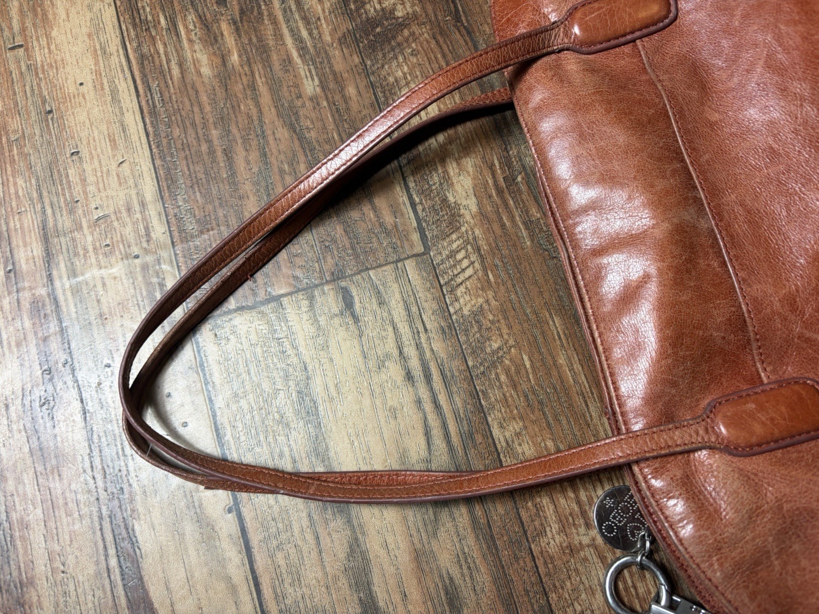 Vintage Hobo International Patti Tote Bag Brown Bronze/Gold Metallic