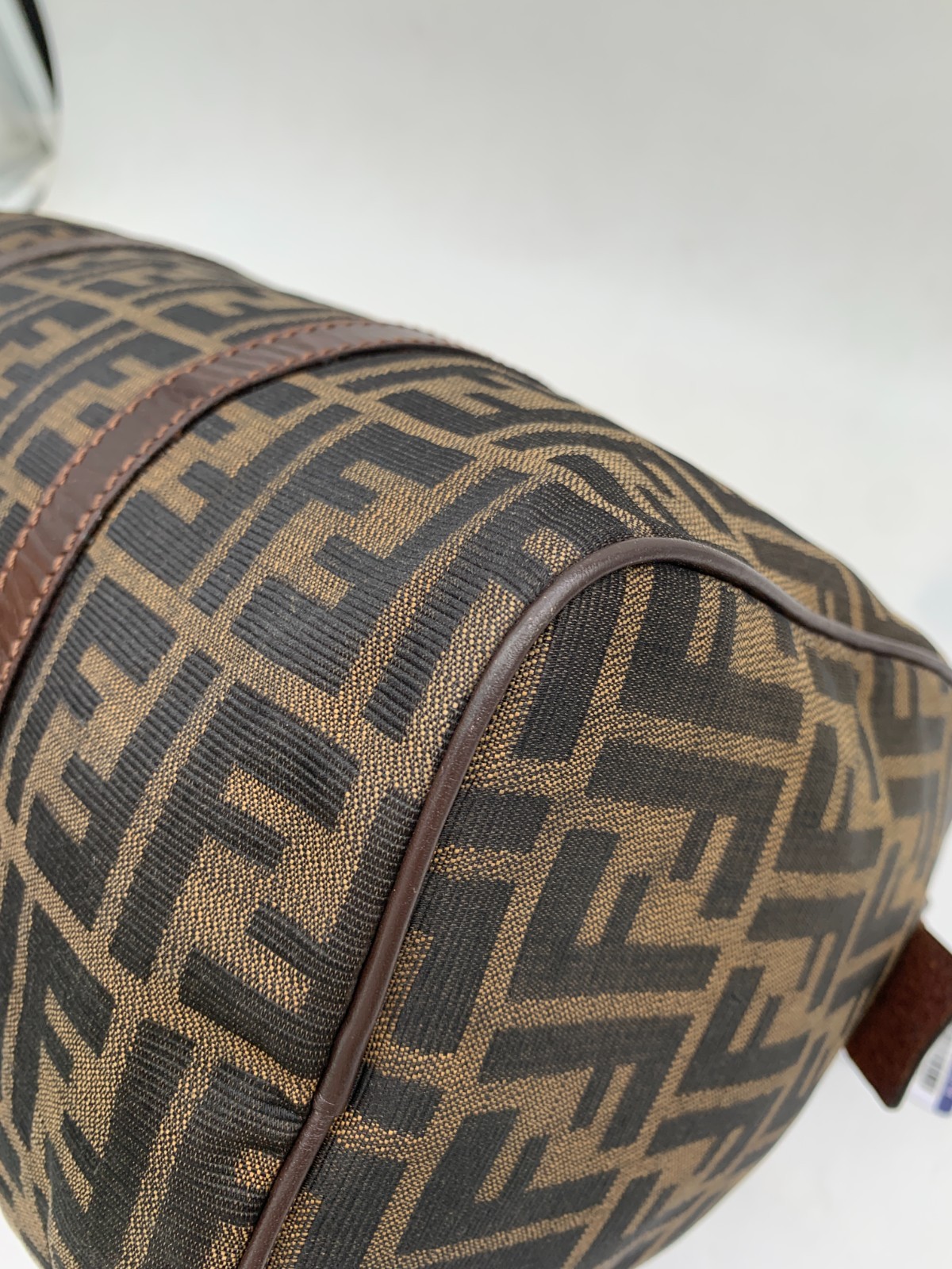 Authentic Fendi FF Zucca Canvas Boston Hand Bag/WJ04228444/8444/Repaired
