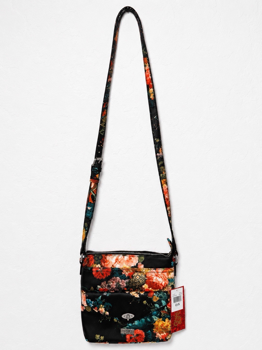 Chaps Floral Crossbody Bag Zip/Turn Lock Adjustable Detachable Strap Medium