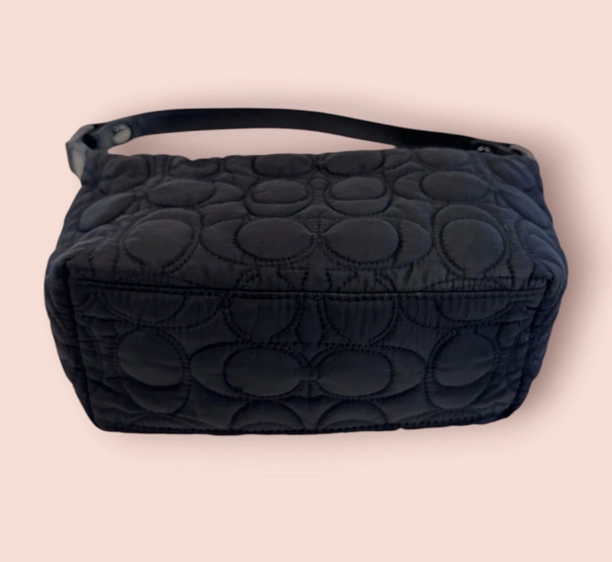 COACH Y2K Vintage Soho Quilted Nylon Mini Hobo Bag Top Handle Pochette Black