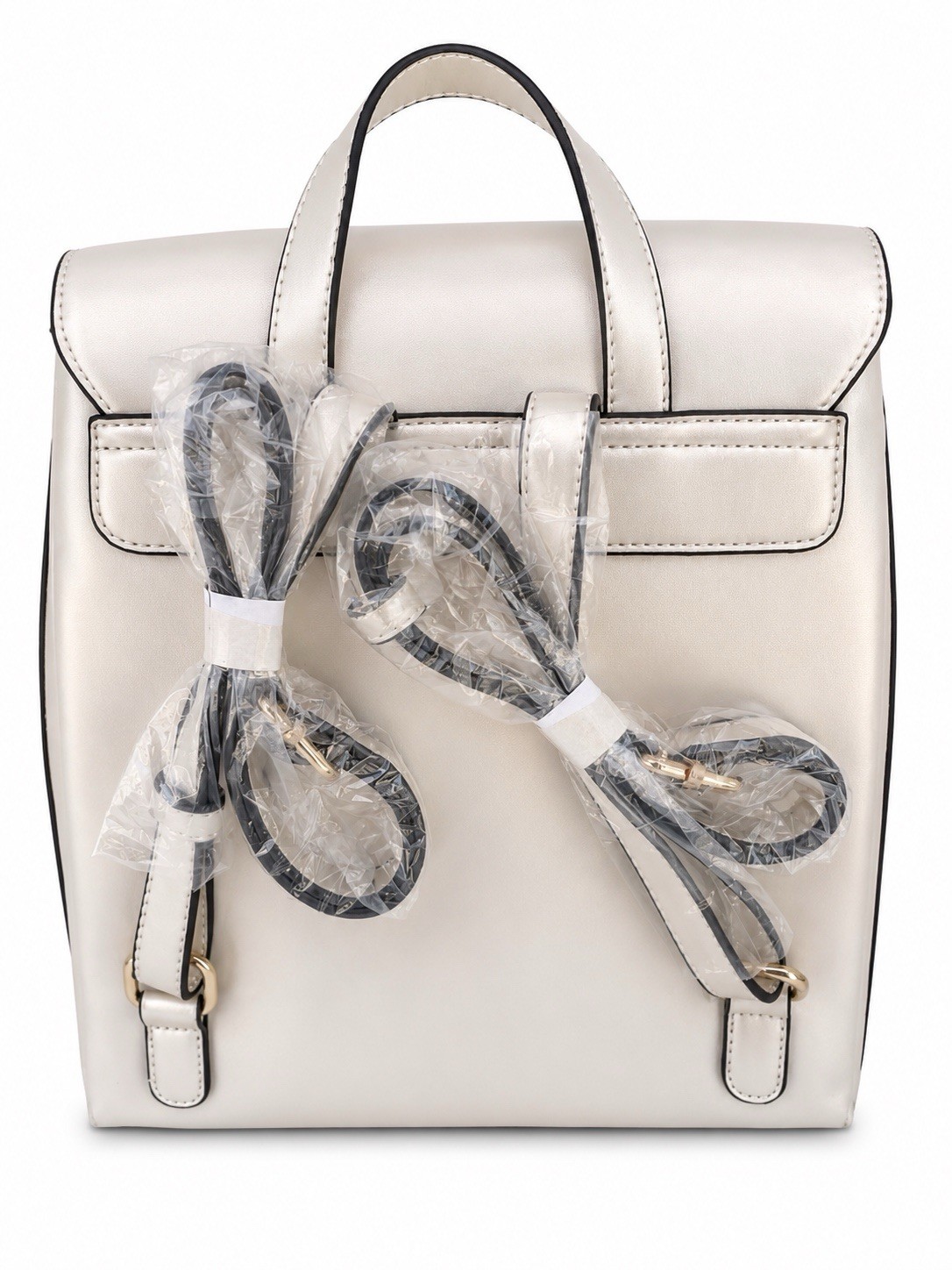 Brangio Ivory Backpack Purse Top Handle Zip/Clasp Gold Hardware Tassel