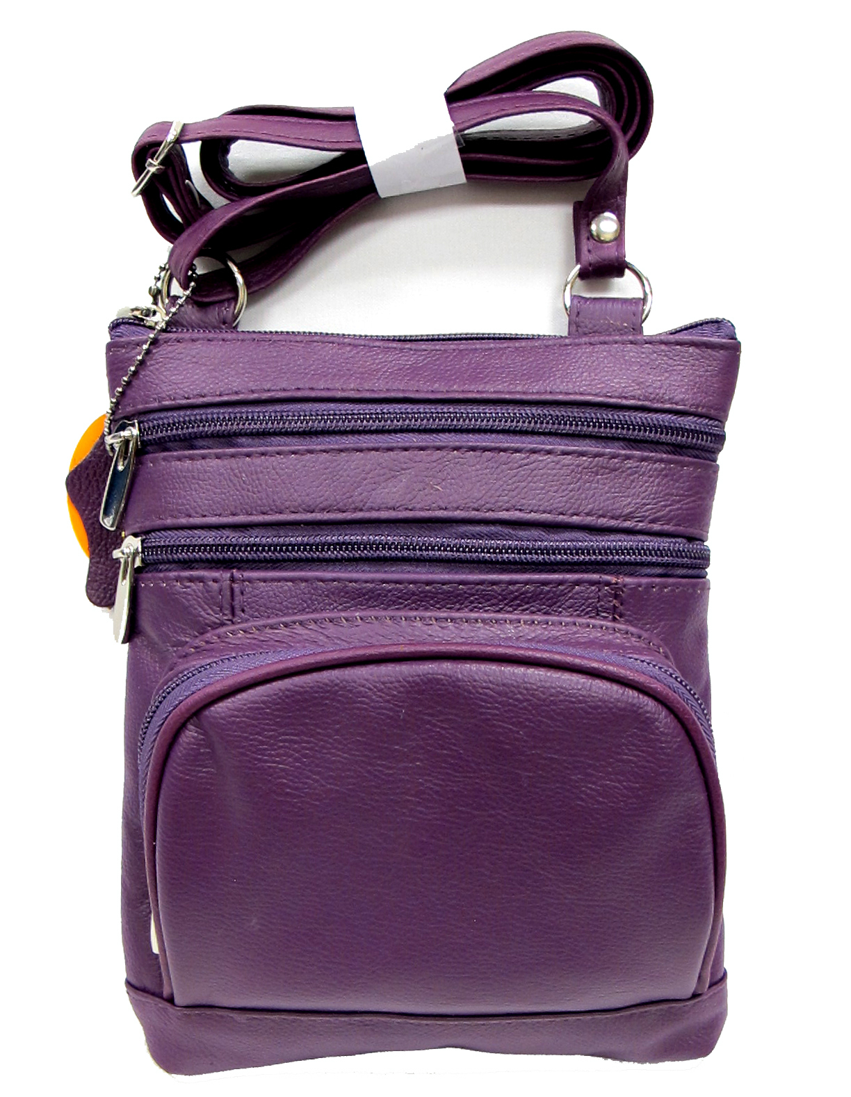 Genuine Leather Cross Body Every Day Travel Purse Slim Light 5 Pocket Organizer