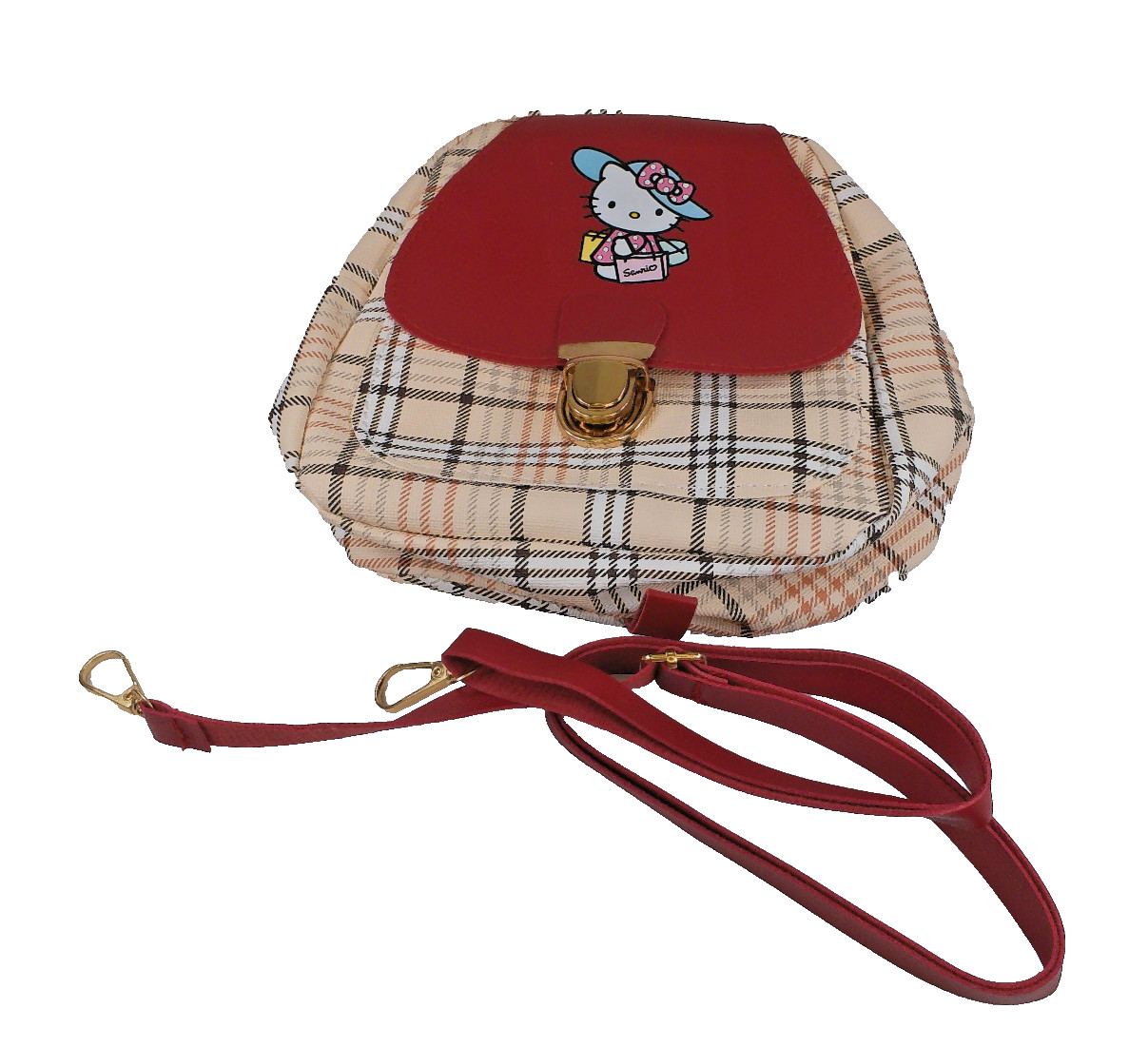 *NEW* Sanrio Hello Kitty Mini Backpack – Korean Style PU Plaid Crossbody Bag