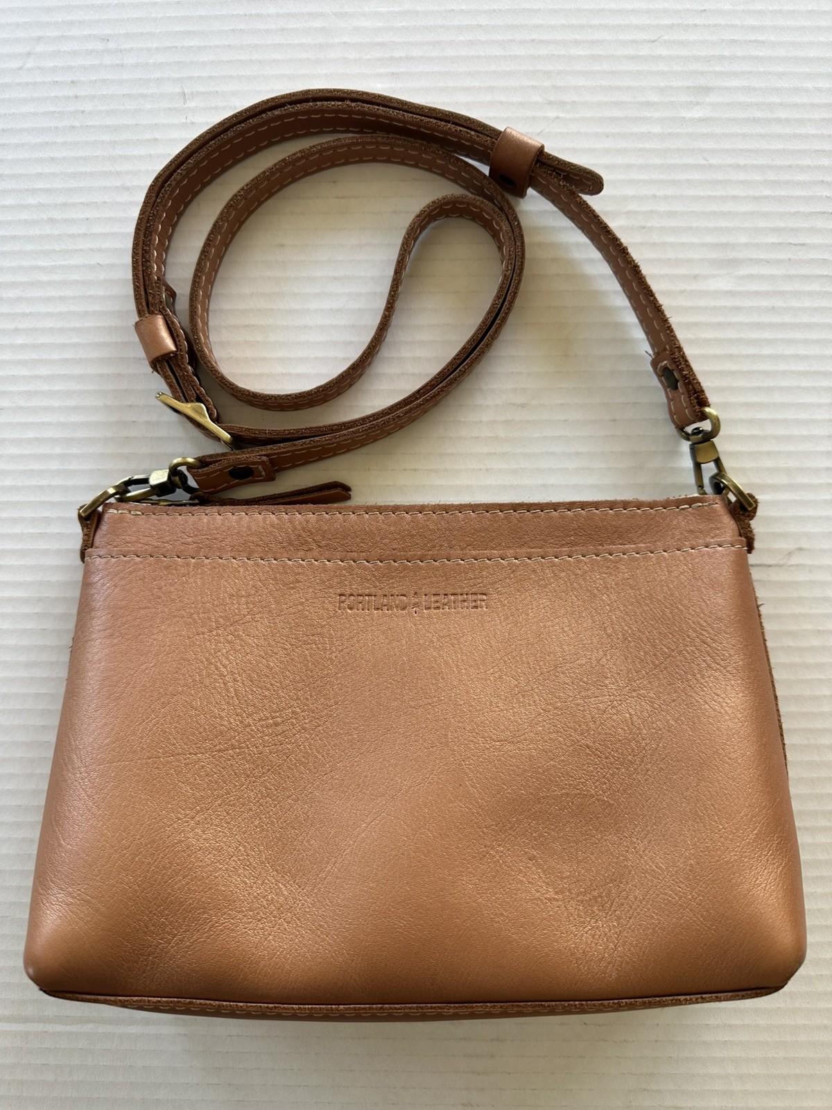 Portland Leather Goods Classic Poppy Copper Brown Crossbody Adjustable Strap Bag