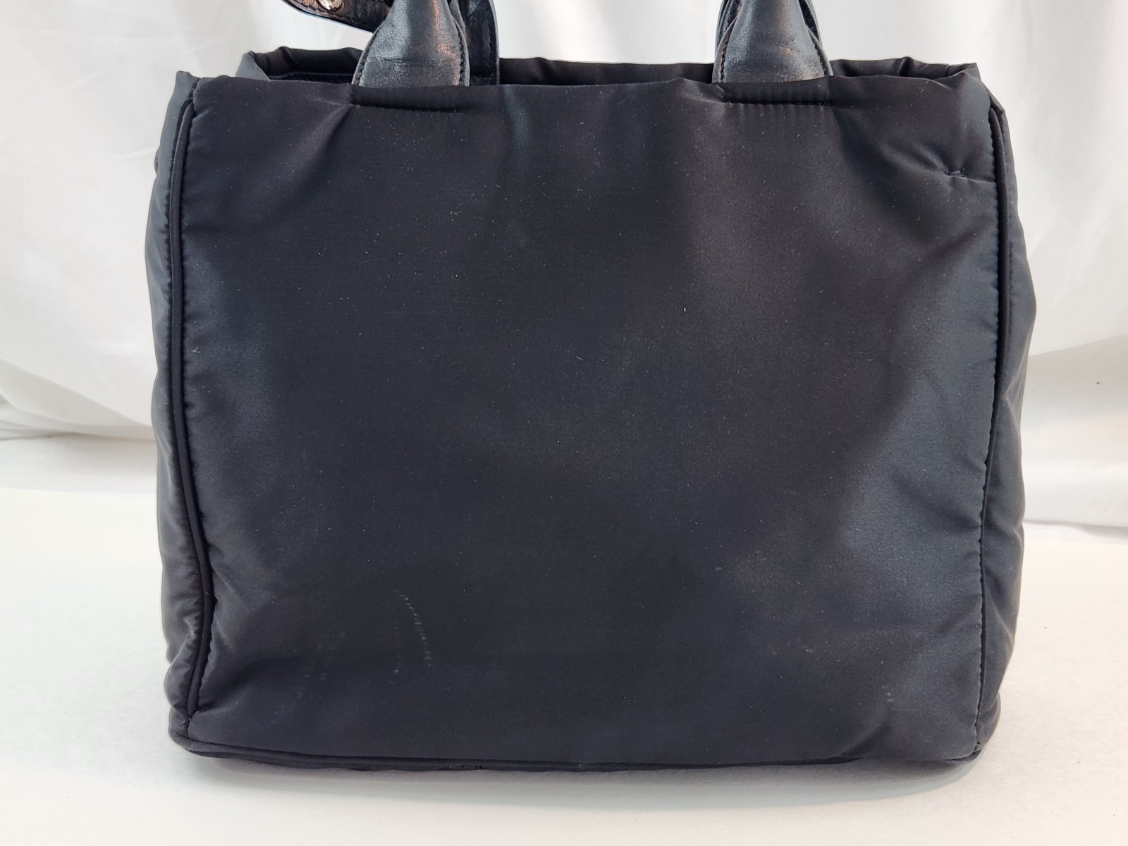 Authentic Prada Milano Ribbon Tessuto Tote Bag Hand Black Handbag Nylon 2way Bow