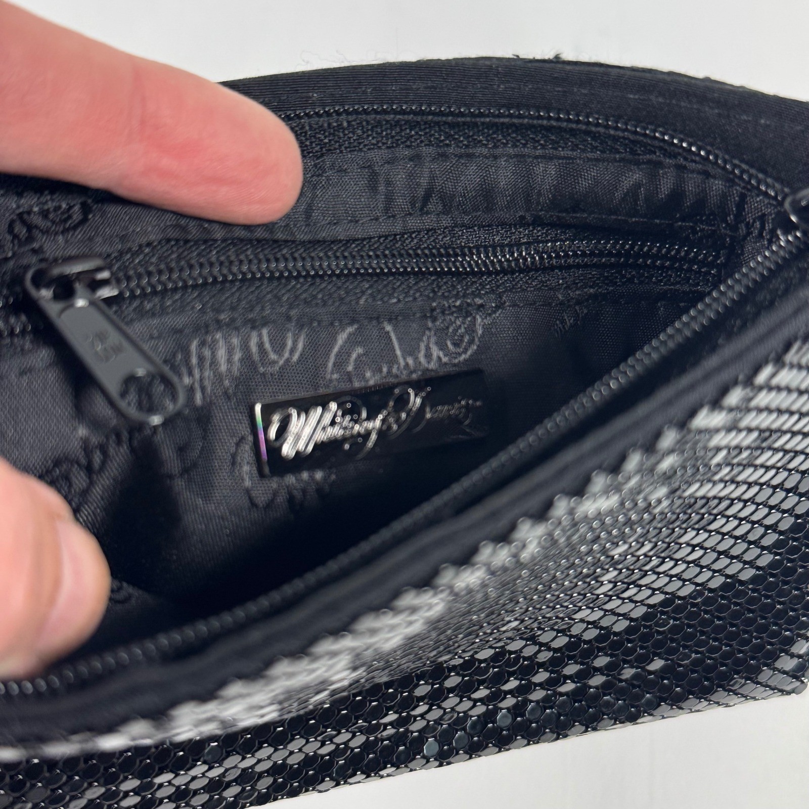 Whiting & Davis Black Metal Mesh Wristlet Clutch Evening Bag NWT
