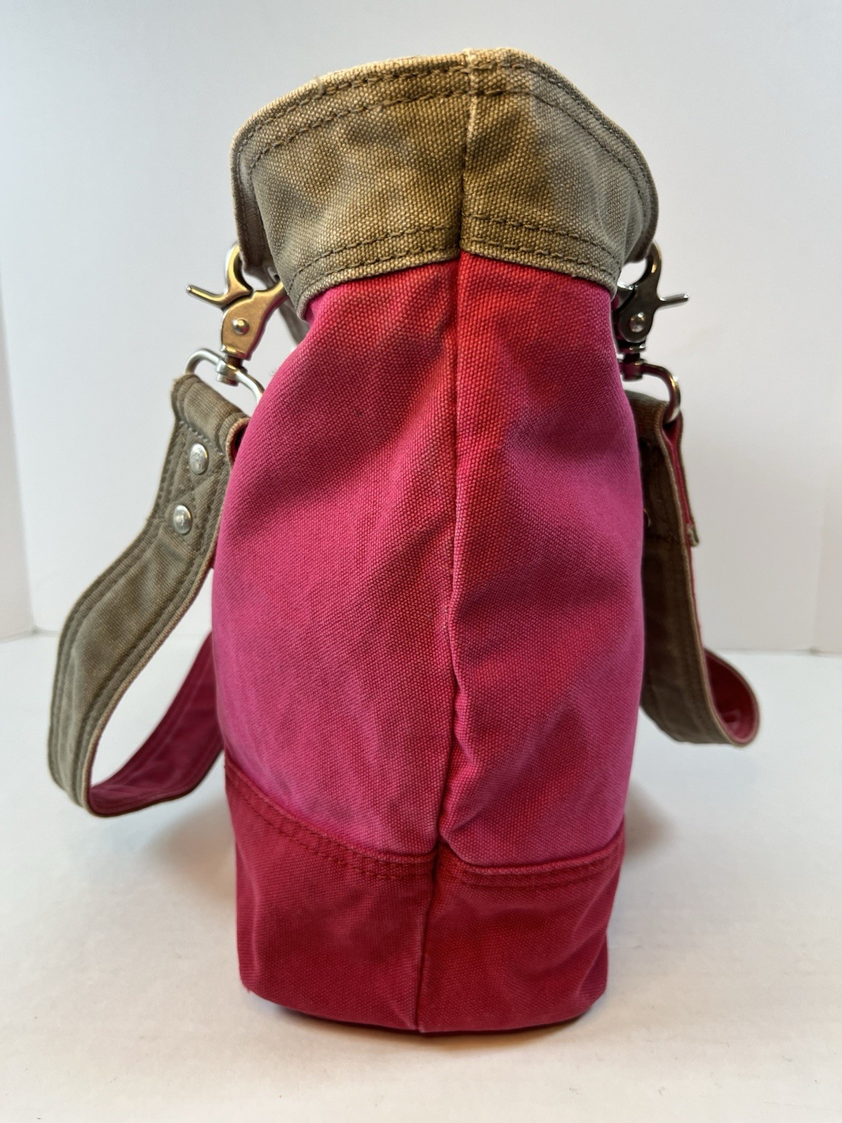 AEO American Eagle Outfitters Canvas Shoulder Tote Bag Color block Red Pink