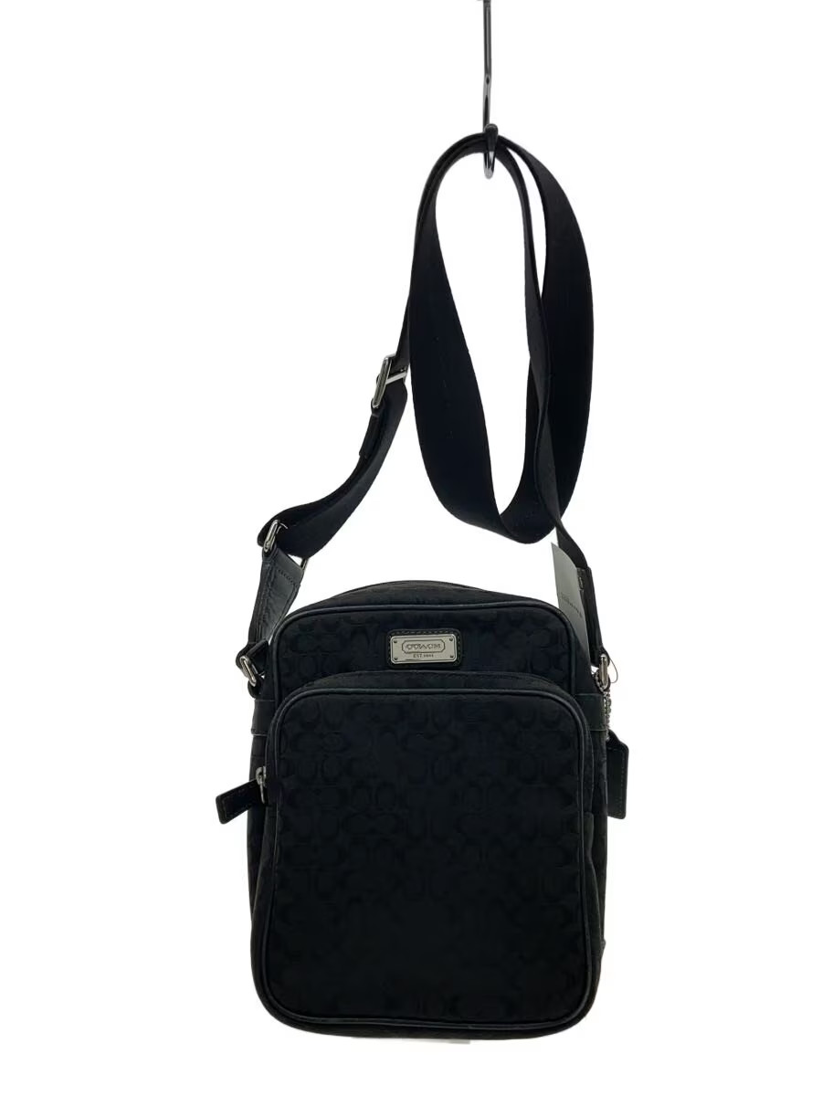 COACH Signature Shoulder Bag Canvas BLK All over pattern