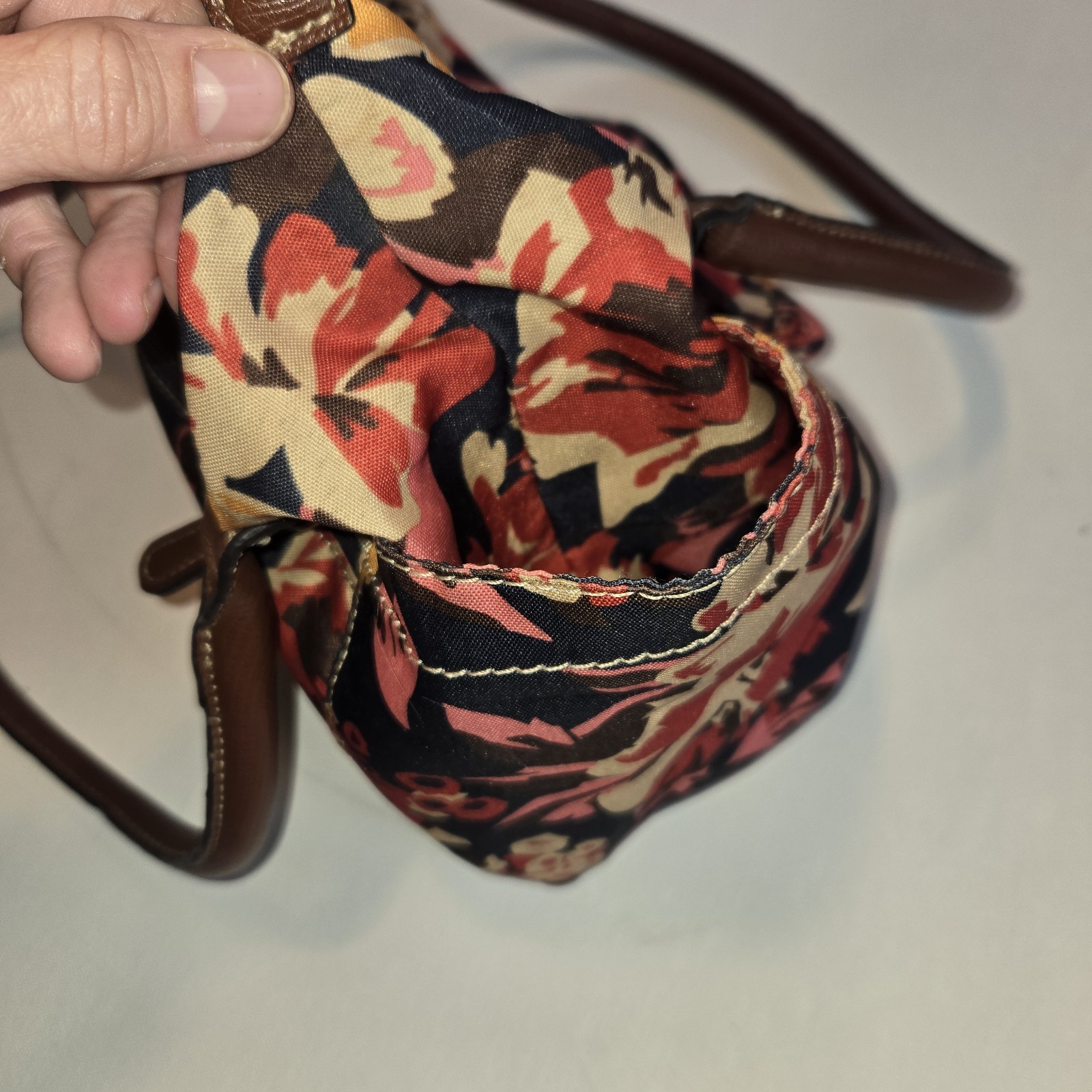 Franco Sarto Floral Fall Multicolor Zippered Purse Faux Leather Handles Pockets