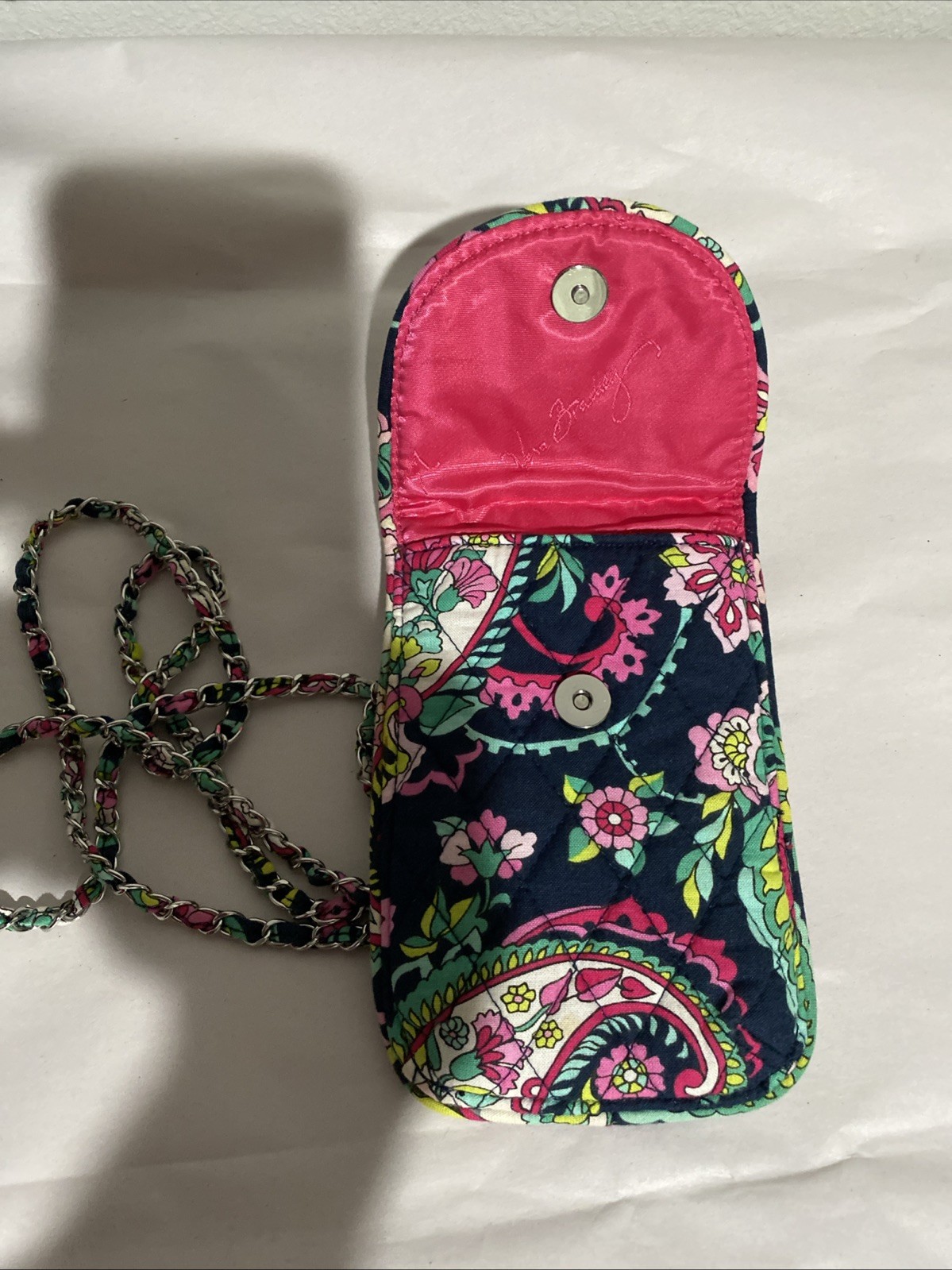 Vera Bradley Petal Paisley Crossbody Cell Phone Bag Purse Quilted Pink Blue