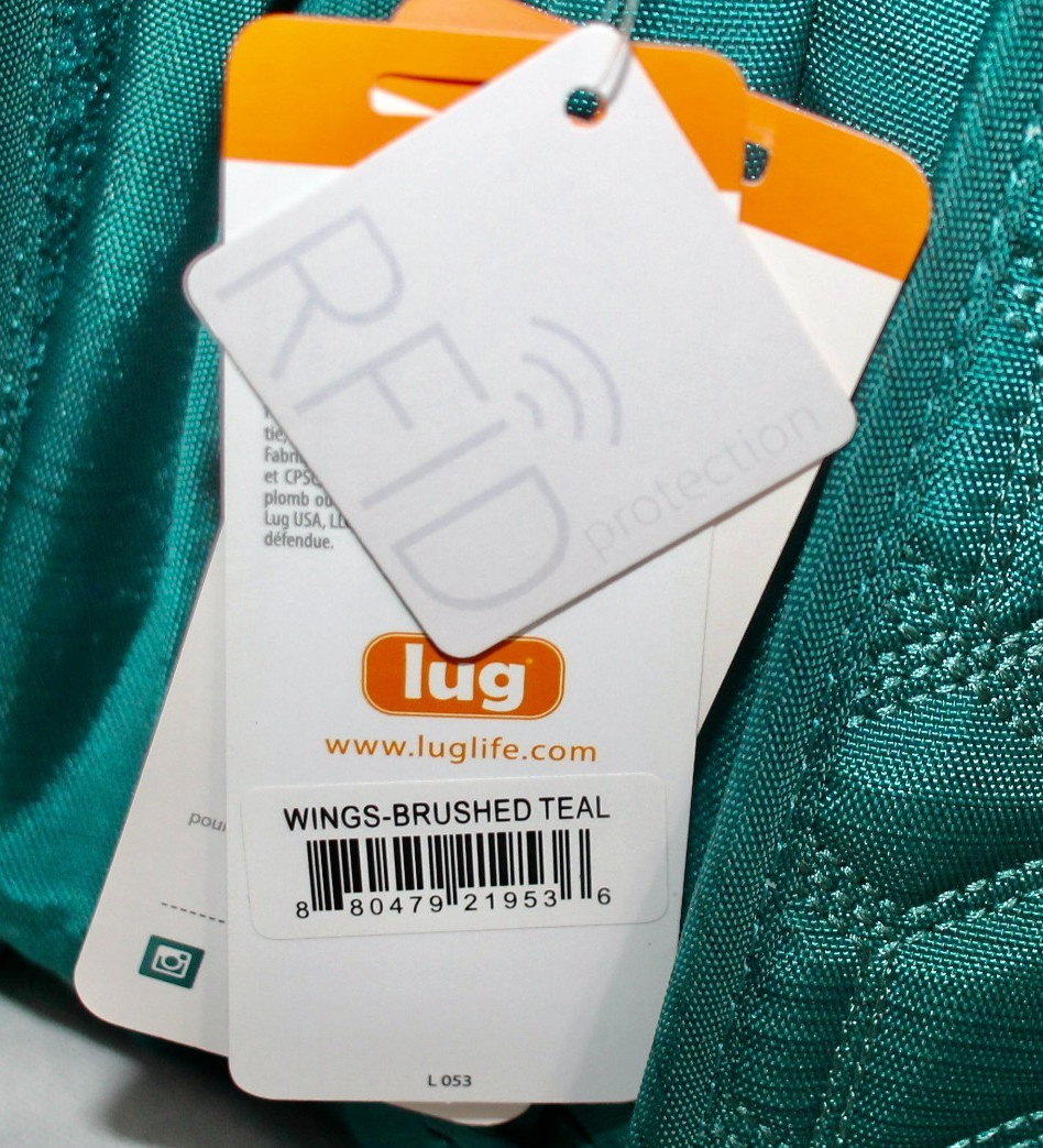 LUG Wings RFID Crossbody Bag Brushed Teal Polyester Quilted Front