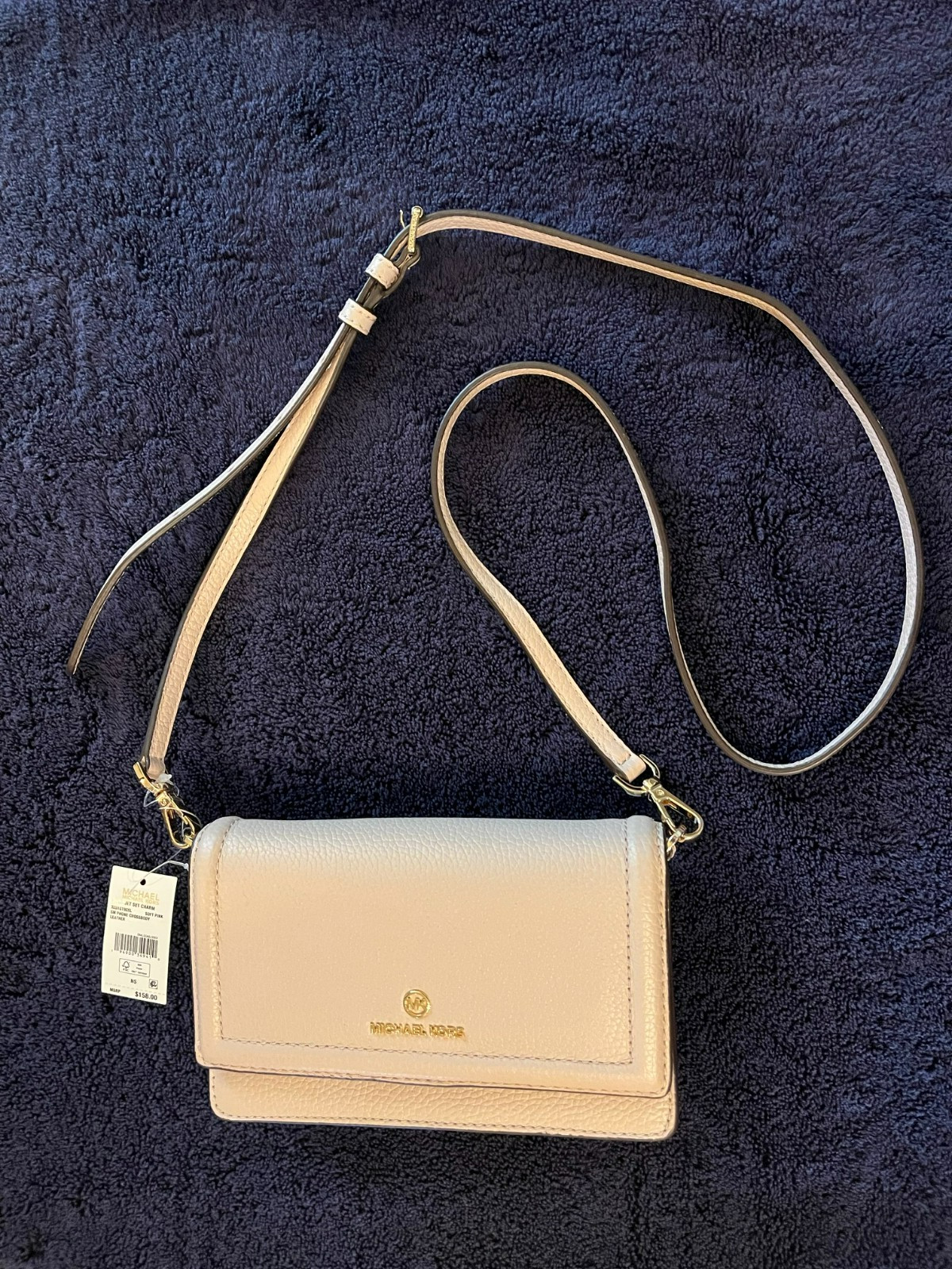 NWT Michael Kors Jet Set Small Phone Crossbody Leather Soft Pink Wallet NEW