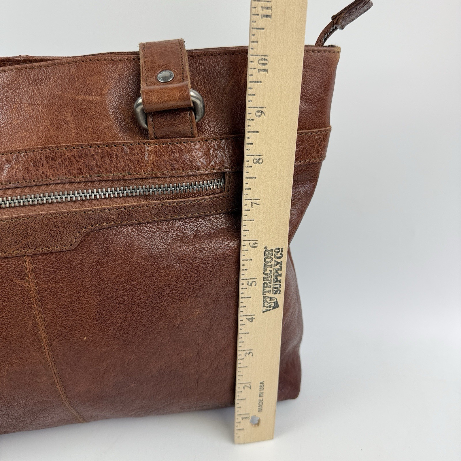 Spikes & Sparrow brown genuine leather laptop shoulder bag various pockets