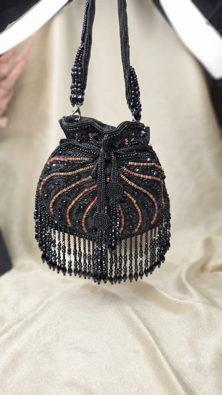 Evening Bag Royal Pearl Tassel Designer Potli Handcrafted Bridal Wedding Handbag