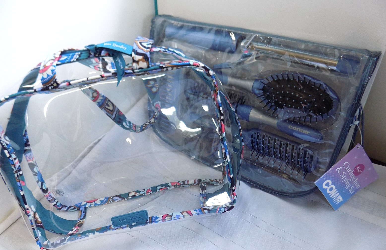 Vera Bradley Cosmetic/Stadium Bag & Conair (NEW) Curling Iron & Styling Set