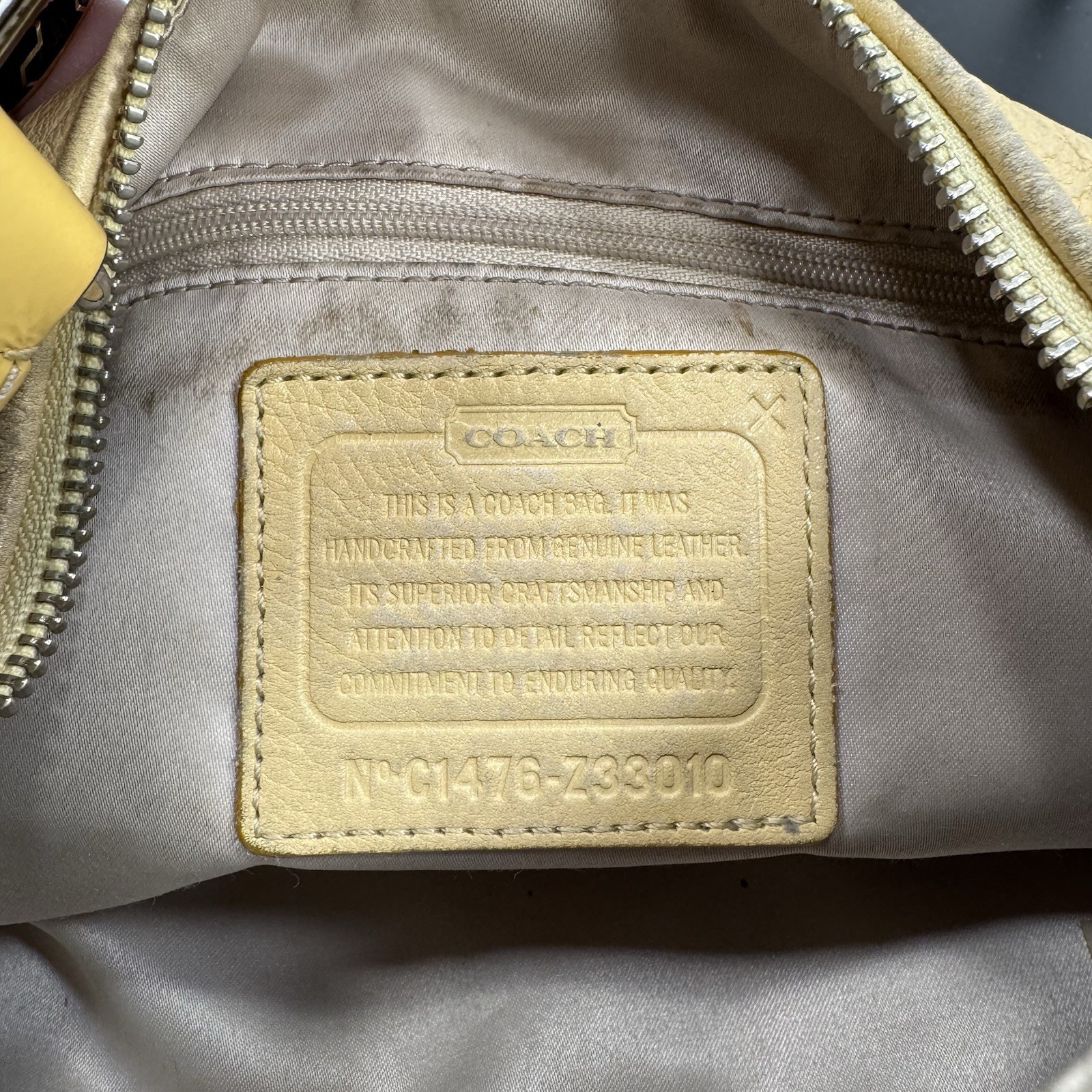 Authentic Coach Ashley Pleated Leather Yellow Satchel Crossbody Bag Z33010