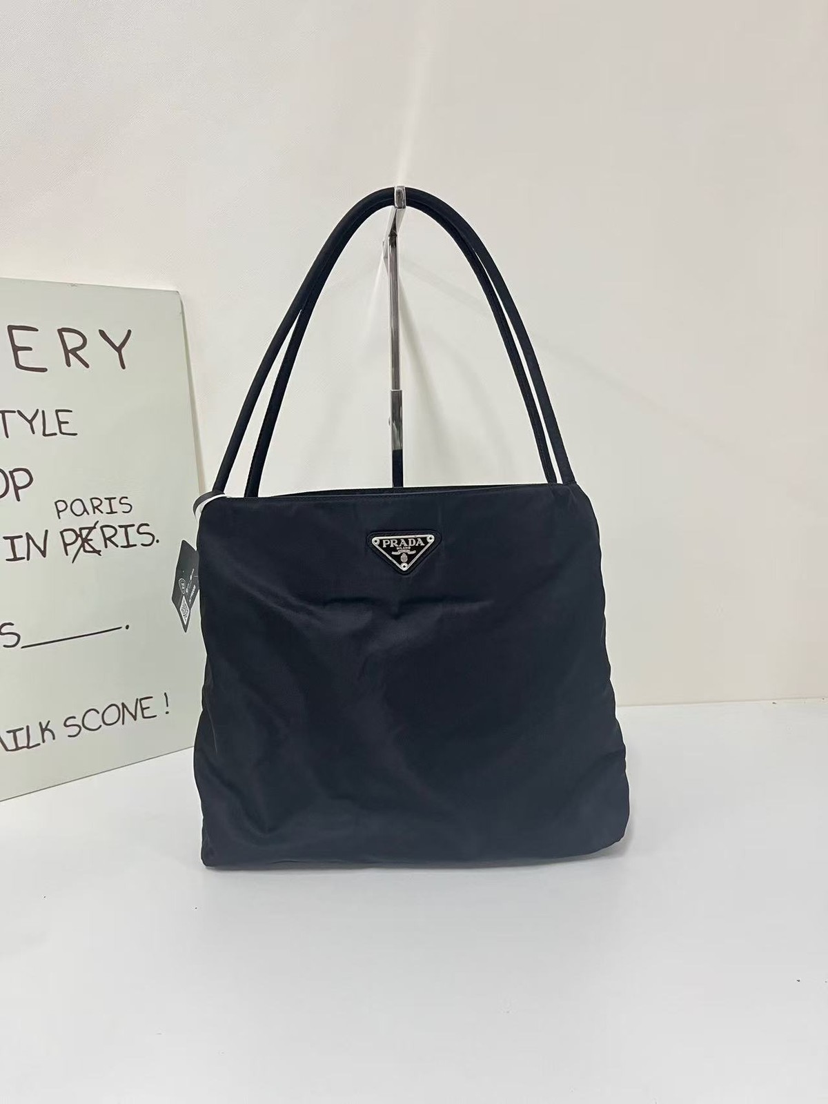 Prada Classic Nylon Triangle Plate Capacity Commuter Tote Bag AUTH
