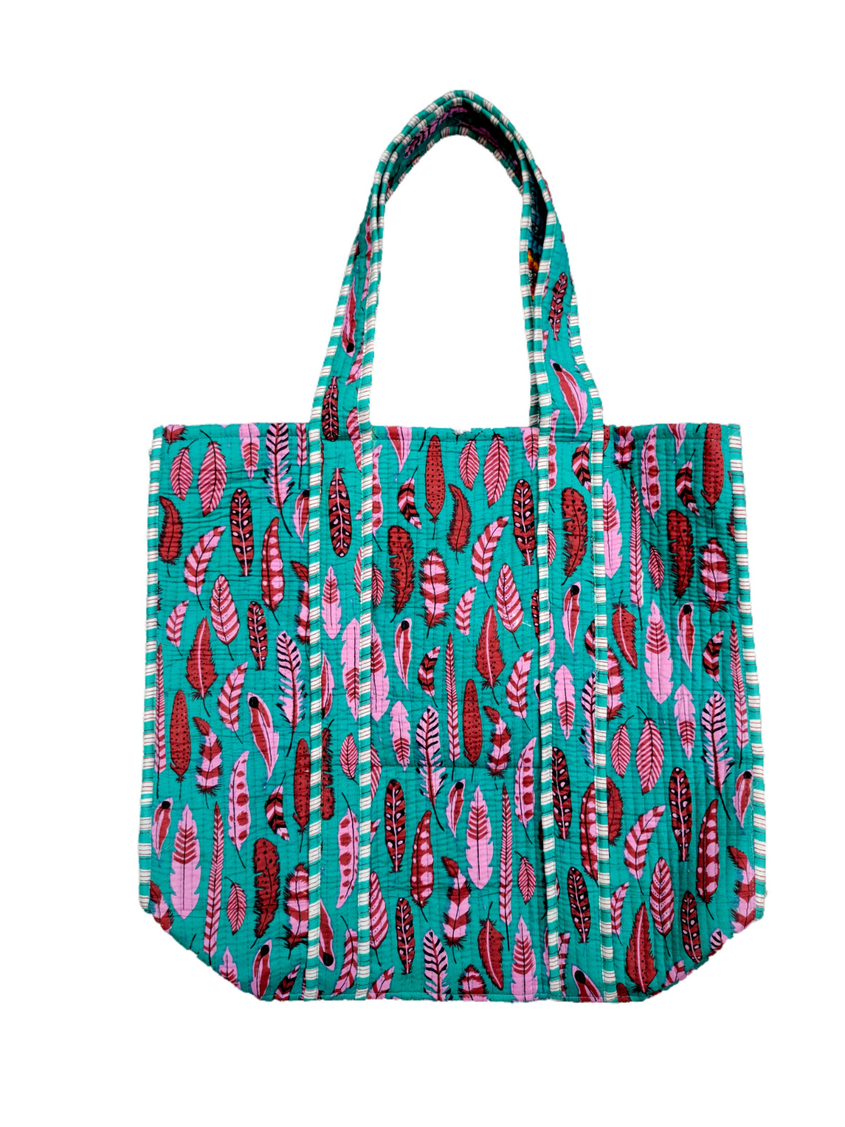 Indian Turquoise Floral Print Quilt Shoulder Bag Women’s Beach Cotton Handbag US