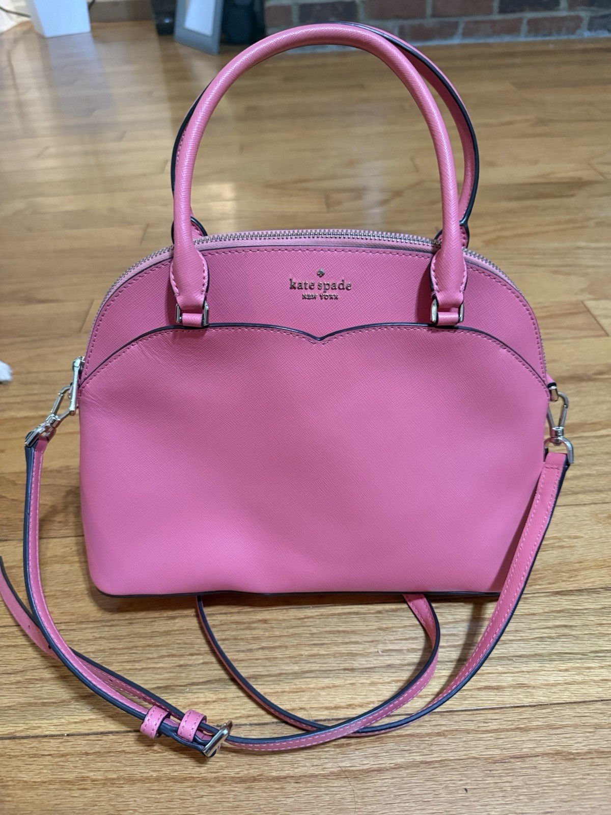 kate spade new york Pink Medium Zip Top Satchel Top Handle Detachable Strap