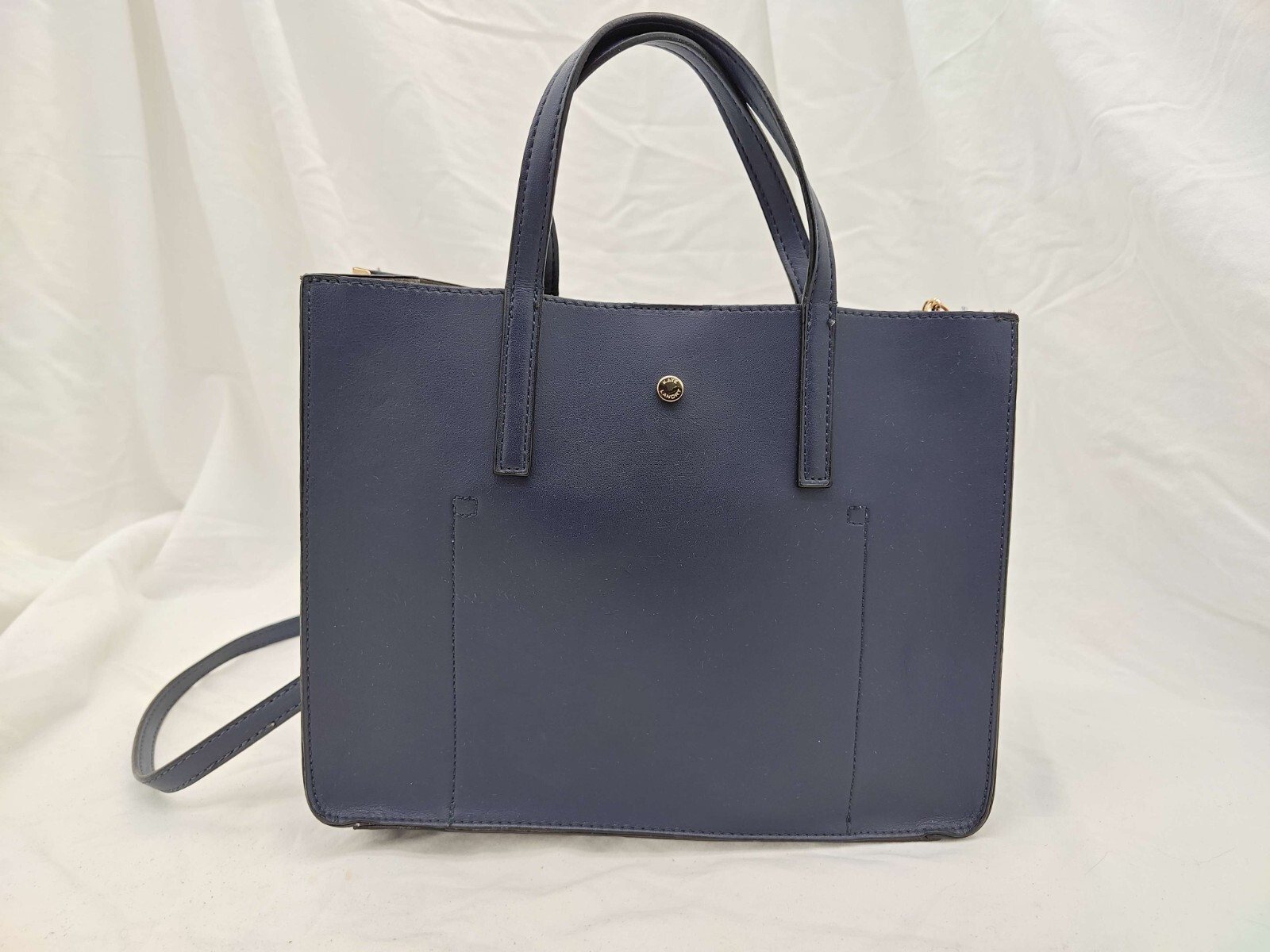 Kate Landry Blue Handbag Purse Gold Chain Crossbody Minimalist Office Old Money