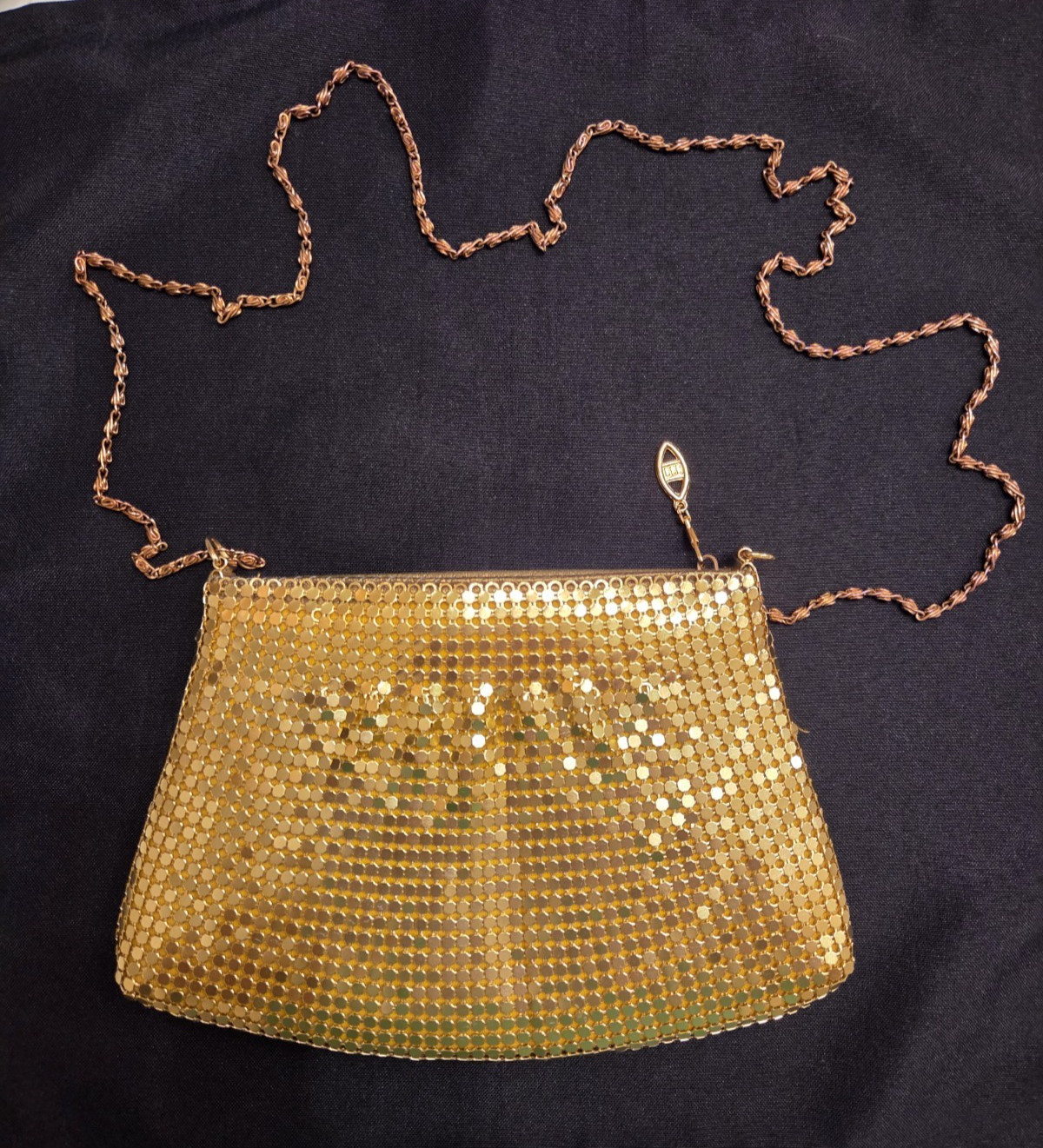 Y & S Gold Metal Mesh Clutch w/Gold Chain Strap