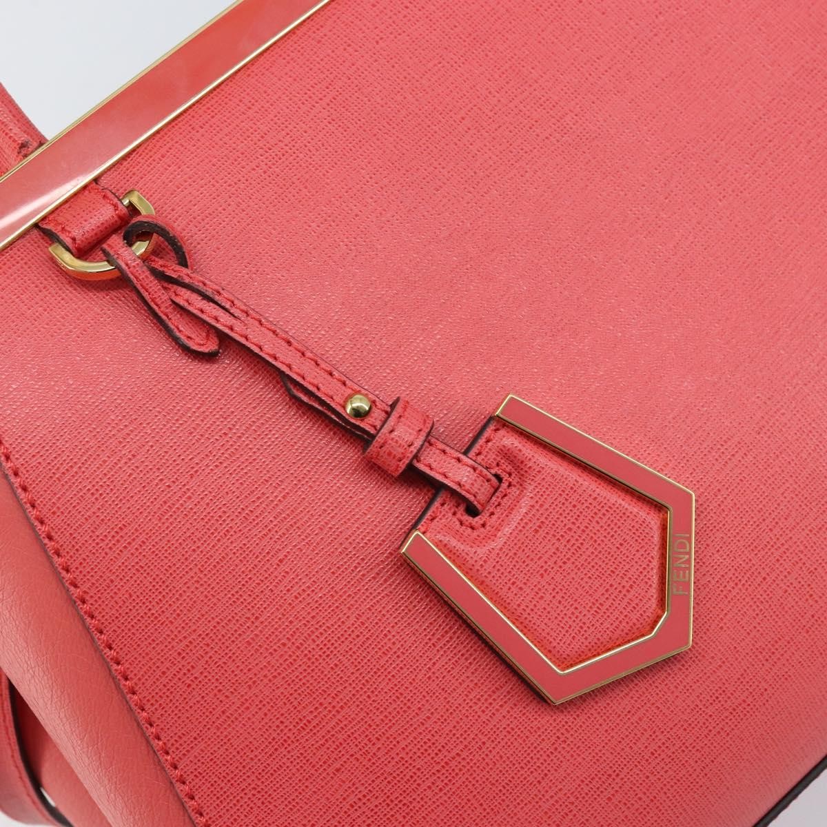 FENDI 2JOURS Hand Bag Leather 2way Pink Gold Auth gh2010