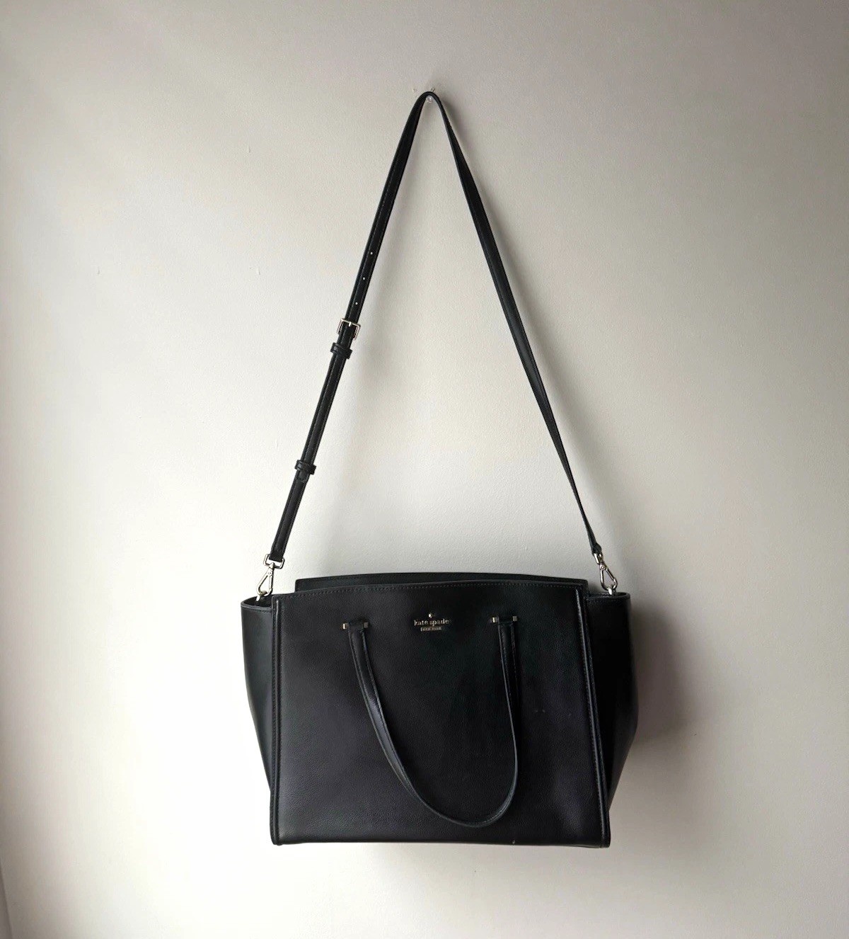 Kate Spade New York Black Satchel Top Handle Bag Zip Detachable Strap Pockets
