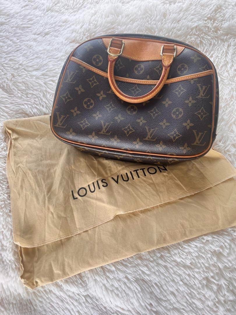 Authentic Louis Vuitton Monogram Trouville Handbag M42228 Brown PVC w/Dust Bag